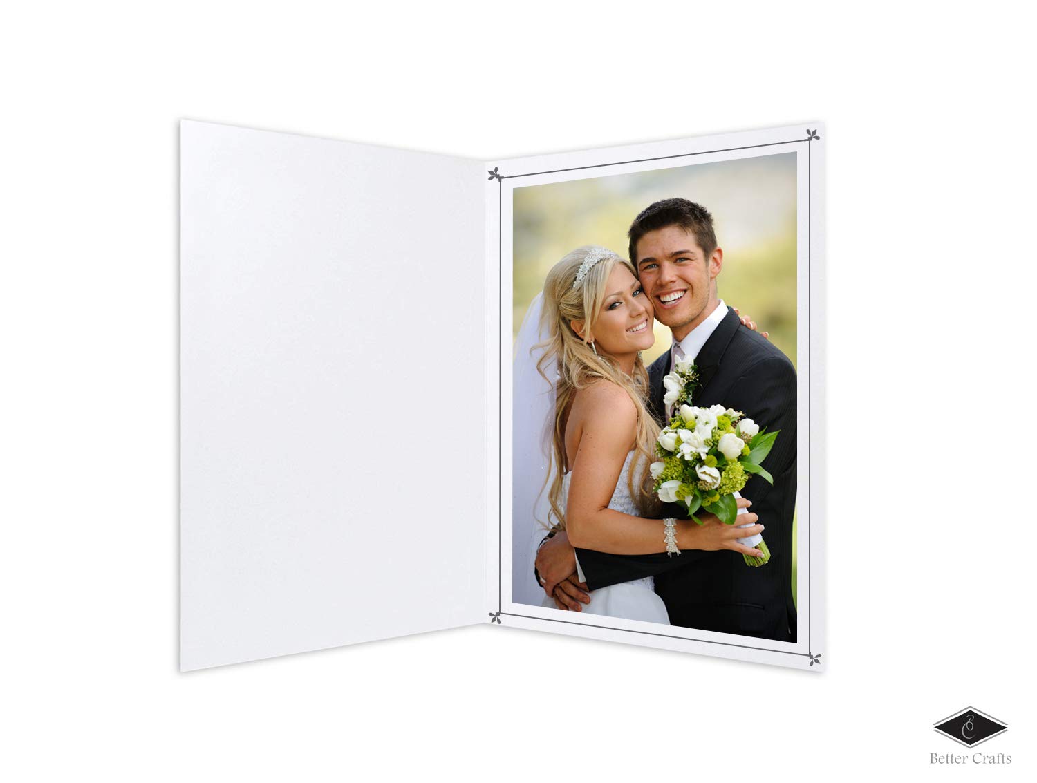 Cardboard Photo Folder 5X7 (10 Pack)   White Card Folder With Nice Silver Design  Great For Wedding Pictures, Baby, Graduation,