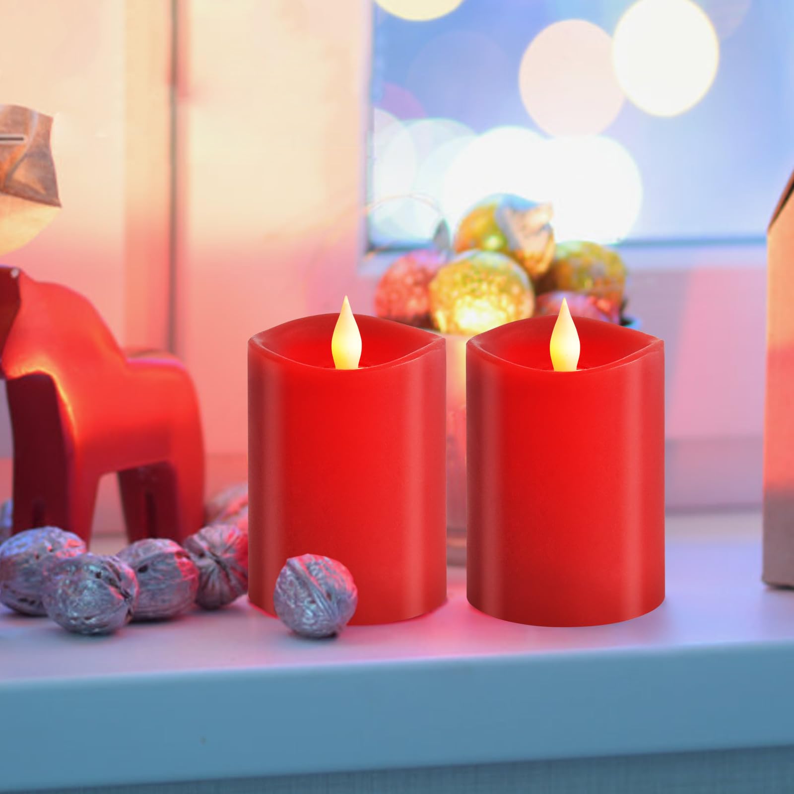 Asldoiweh 3X4'' Flickering Flameless Candles Set Of 2