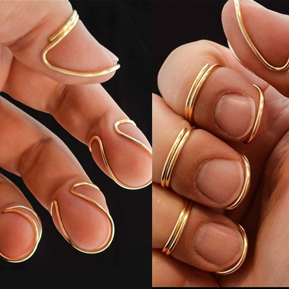 2 Sets Of 8Pcs Gold And Silver Metal Guitar Finger Picks Guitar Finger Pick Accessories Wire Style Plectrums Protector Metal Wir