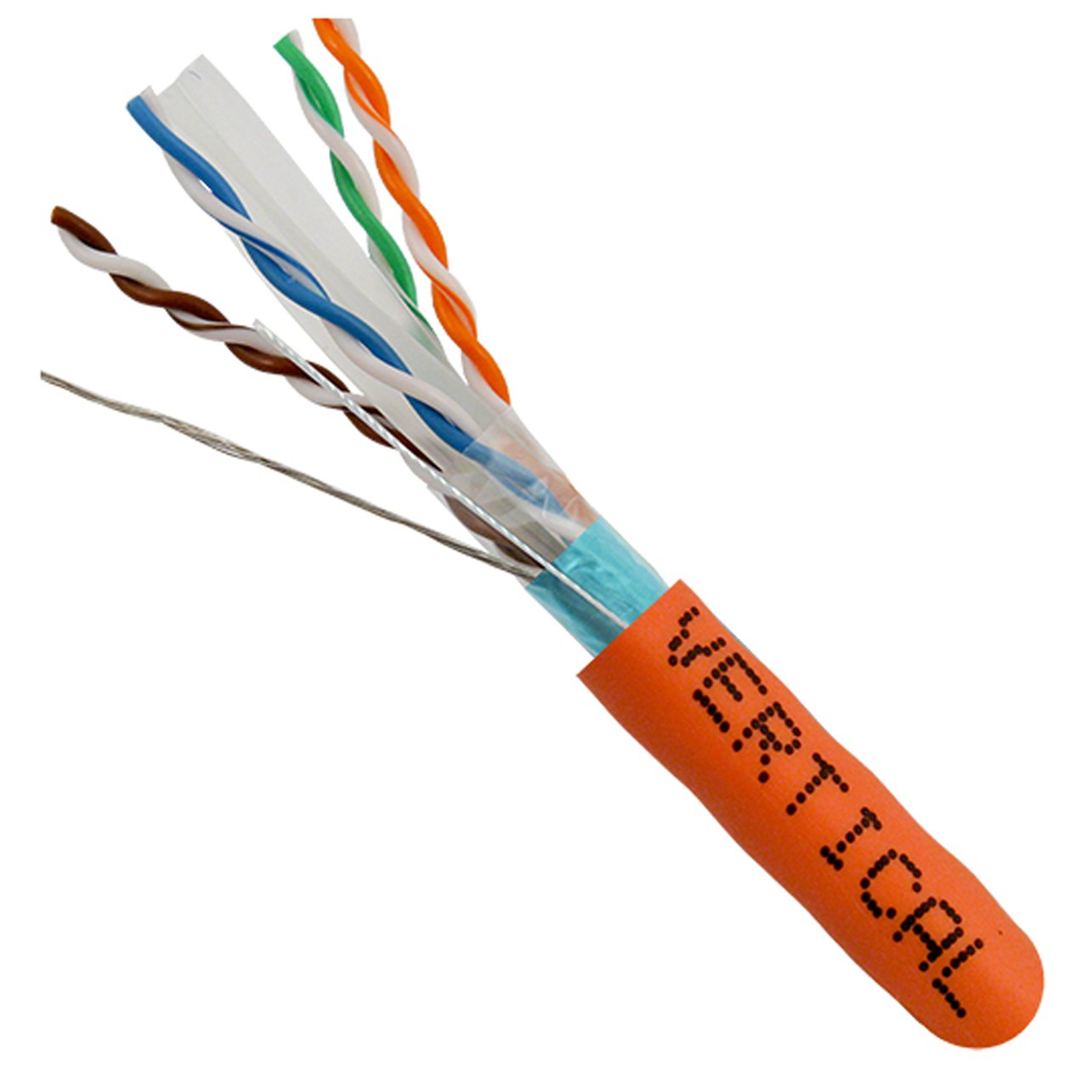 Vertical Cable Cat6, 550 Mhz, Shielded, 23Awg, Solid Bare Copper, 1000Ft, Bulk Ethernet Cable, Orange