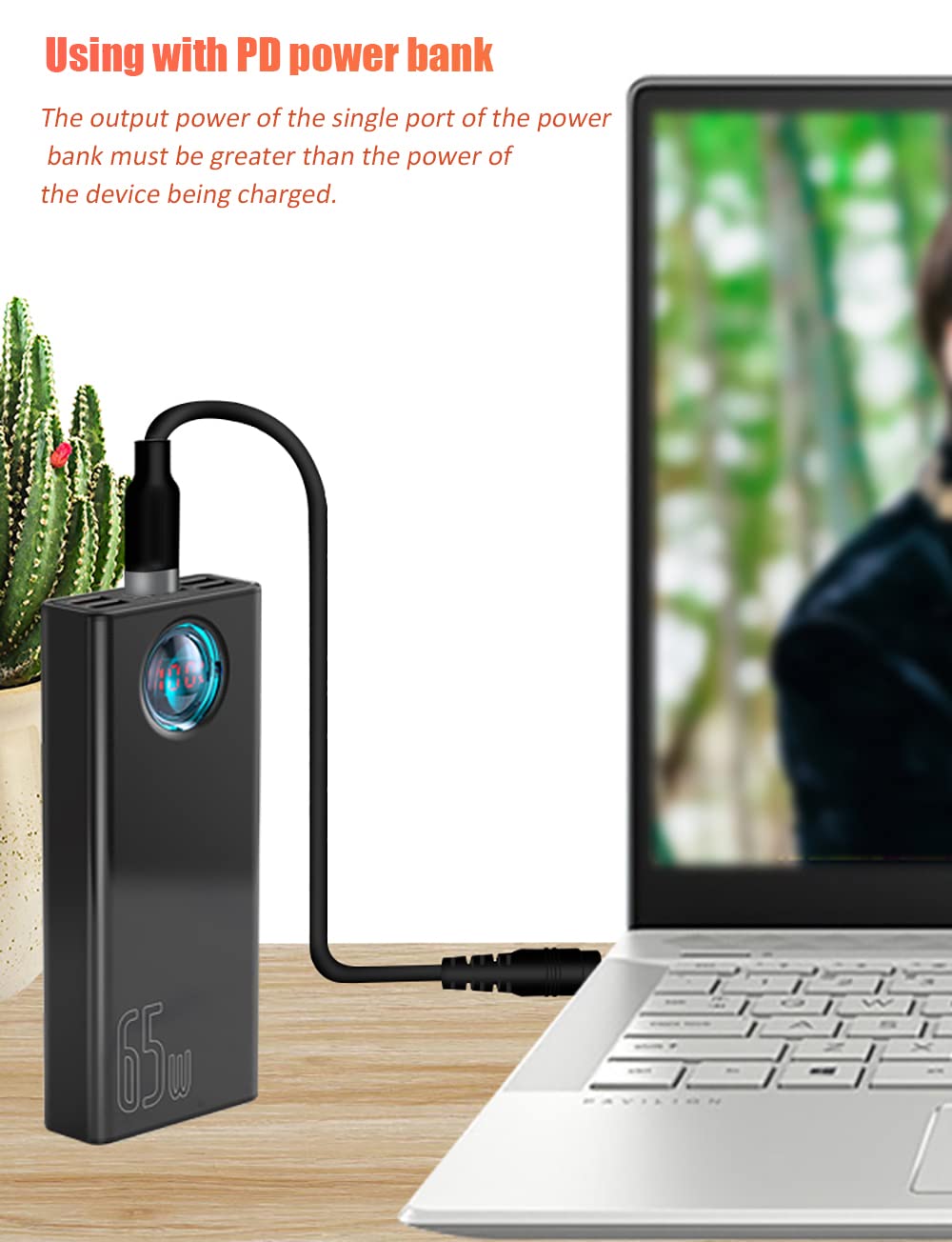 vienon USB C to DC 5.5x2.1mm Power Charging Cable 100W 20V PD Black 5ft
