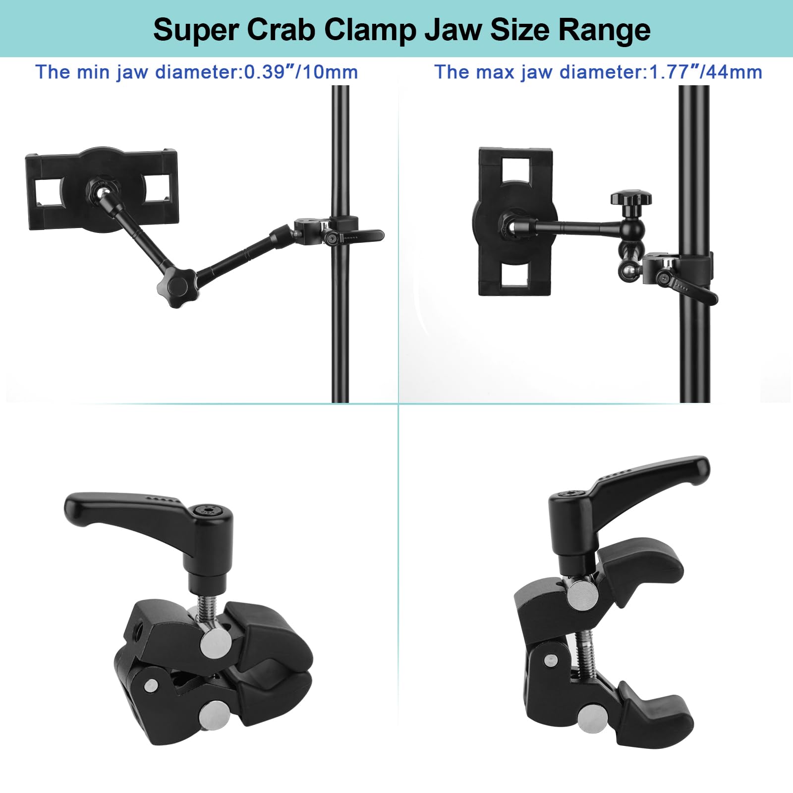 Mippko Tablet Holder For Microphone Stand And Mic Music Stand,Compatible With 4.7~12.9 Inch Ipad/Nexus/Lg G Pads/E Reader/Iphone,Multi Angle Adjustable 10 Inch Long Aluminum Alloy Mount