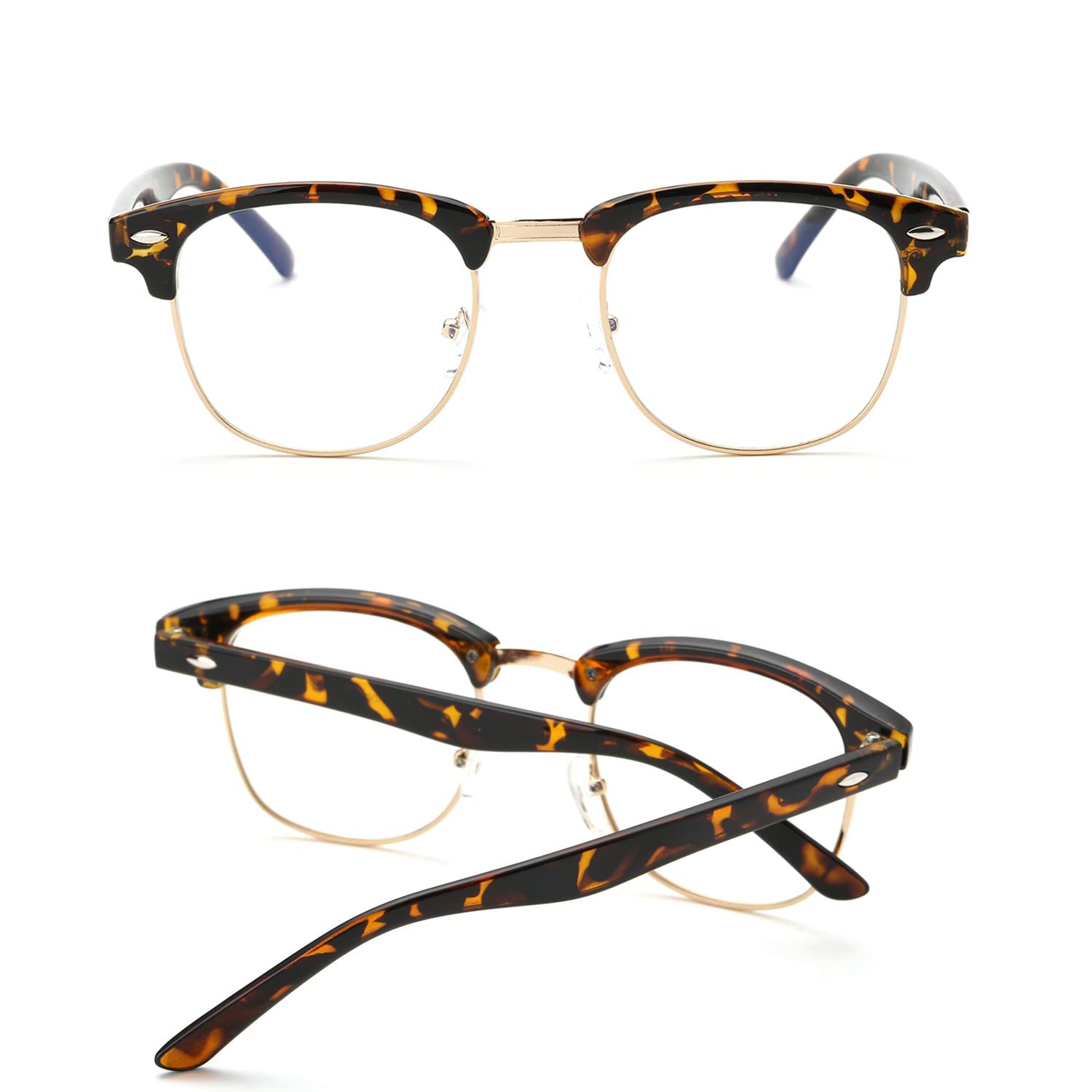 Pro Acme Glasses Semi Rimless Frame Clear Glasses(Tortoise)