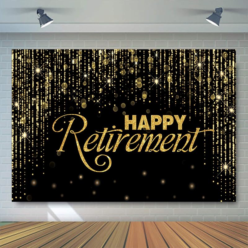 Loonelo Happy Retirement Backdrop With 70.8''X43.3'',Large Happy Retirement Banner Background Photography With Rope, Party Decor