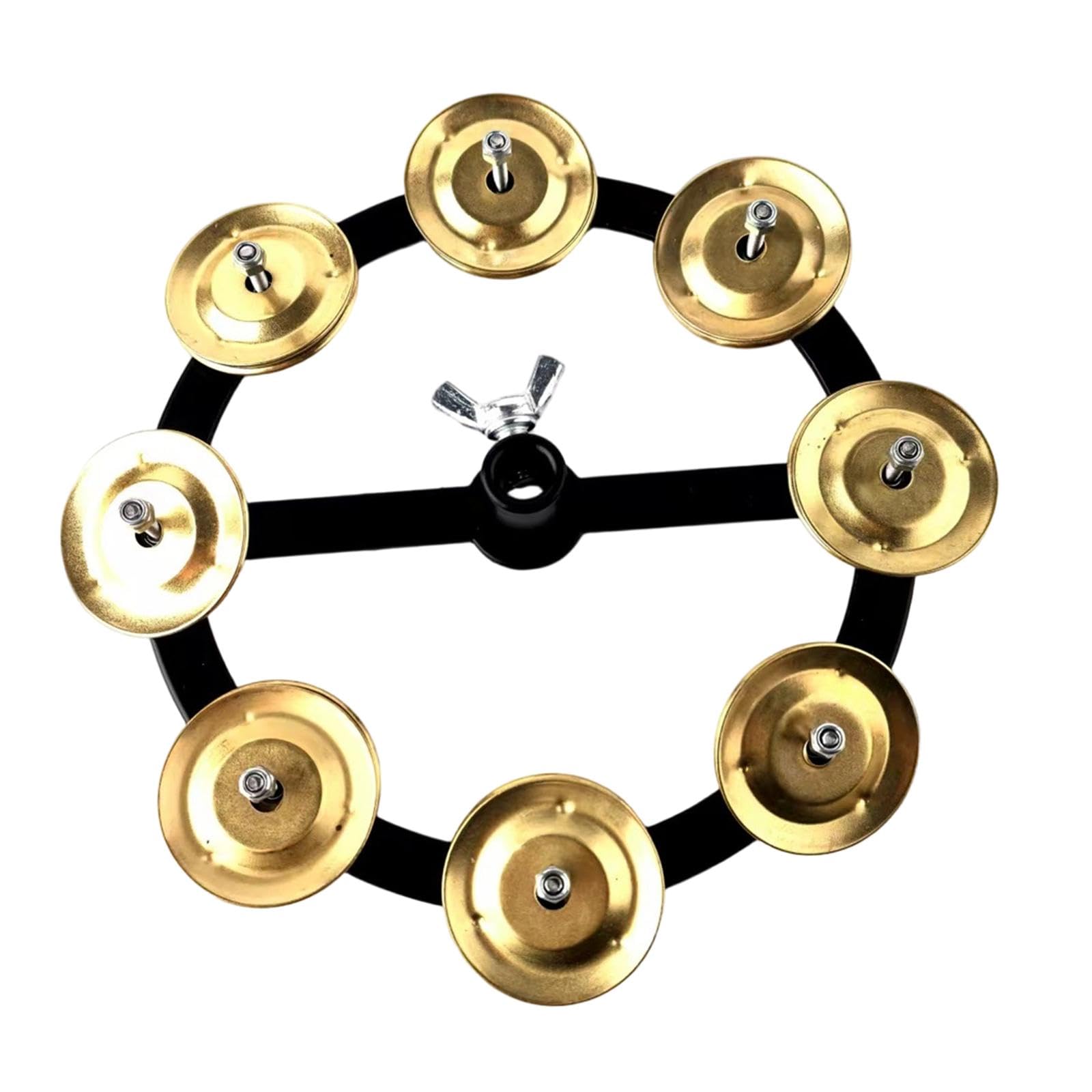 Merishopp Hi Hat Tambourine Supplies 17cm Music Rhythm Tambourine for Concert Show Bar Single Row
