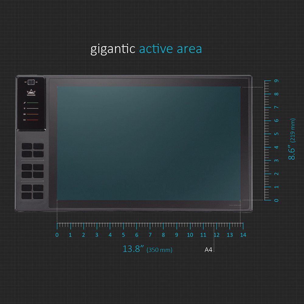 Huion Wh1409 Wireless Graphic Drawing Tablet 8192 Pen Pressure Pen Tablet With 12 Press Keys