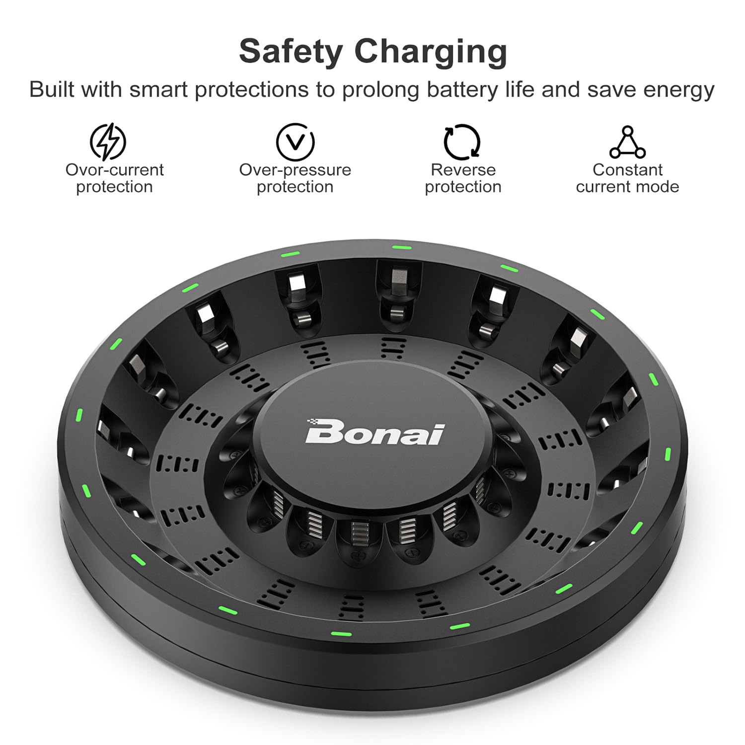 Bonai 16 Bay Rechargeable Battery Charger Aa Aaa Rechargeable Round Battery Charger For Nimh Nicd Aa Aaa Batteries With Smart Le