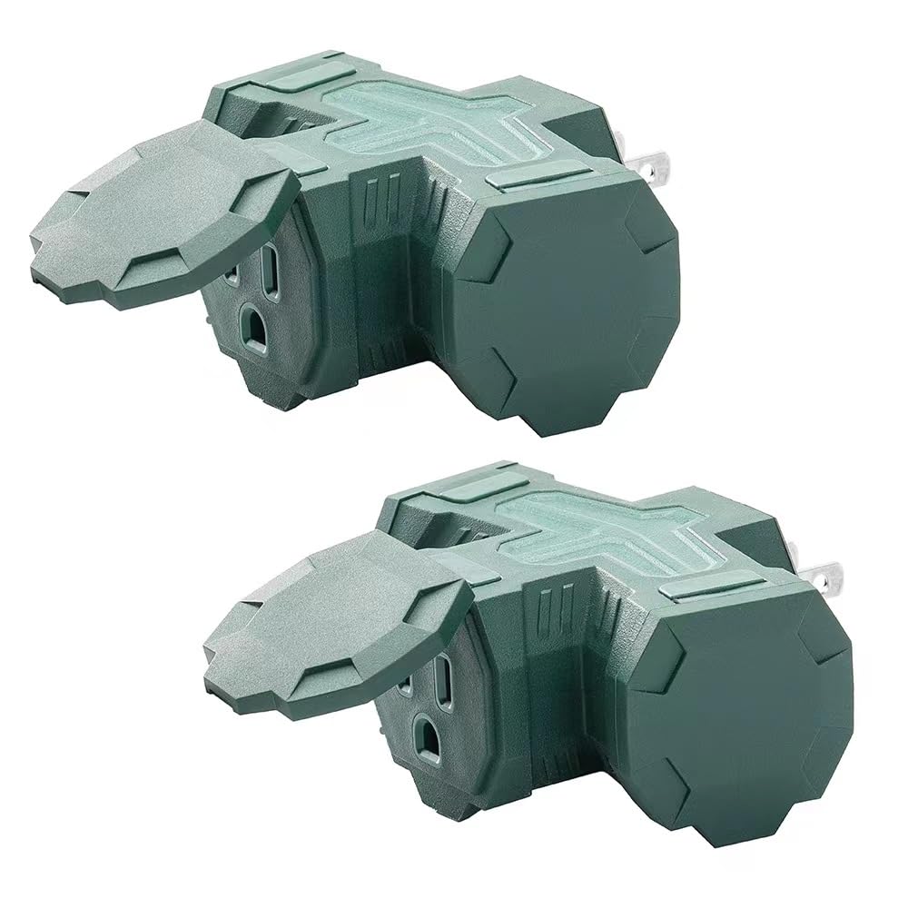 Outdoor Plug Outlet Splitter, 3 Way Outlets Power Extender With Safe Cover, Heavy Duty Waterproof Multi Plug Outlet For Holiday