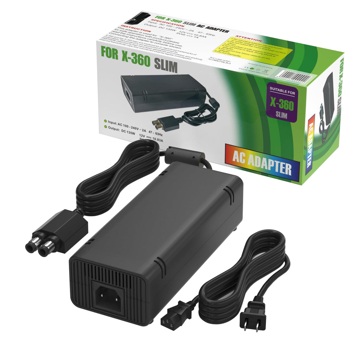 Puning Power Supply Replacement For Xbox 360 Slim,Ac Adapter Power Supply[Advanced Quiet Edition] With Cooling Fan Compatible Wi