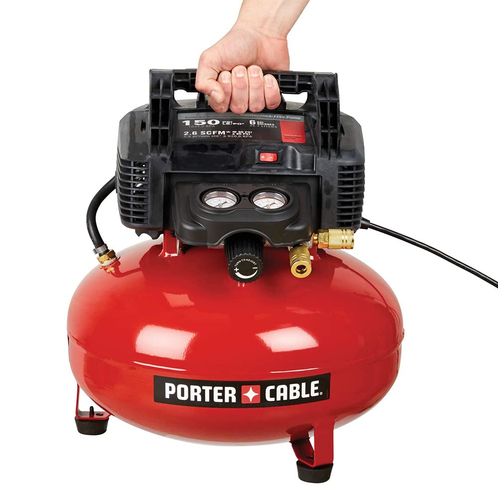 Porter Cable Air Compressor, 6 Gallon, Pancake, Oil Free (C2002 Ecom)