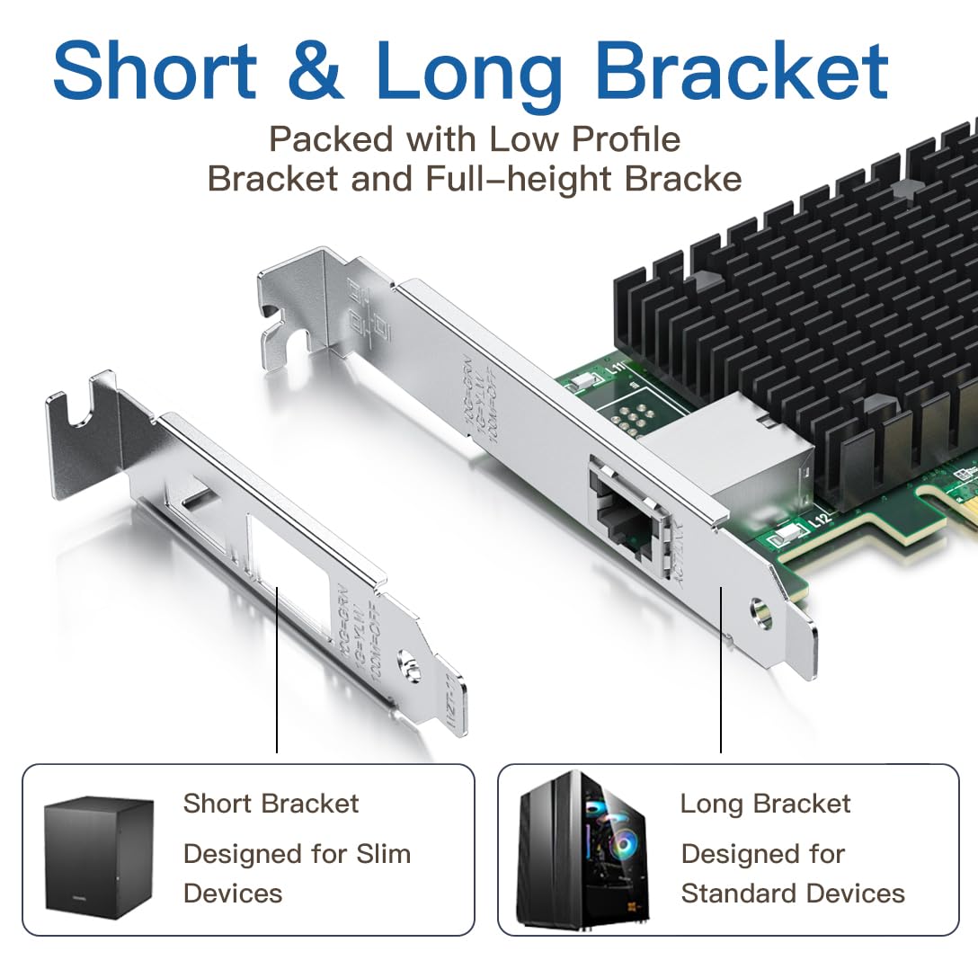 10Gb Rj45 Pci E Network Card Nic, Compare To Intel X540 T1, With Intel X540 Bt2 Chip, Single Rj45 Ports, Pci Express X8, Etherne