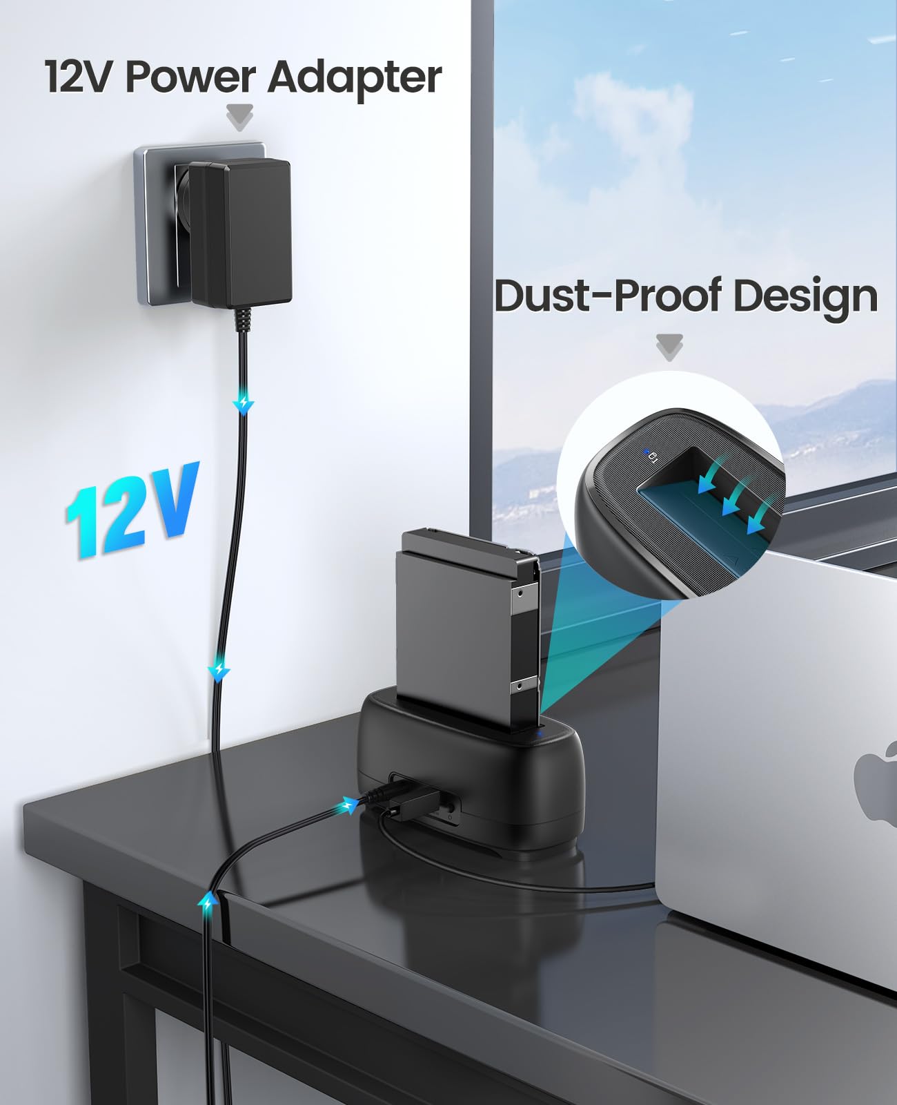 ORICO External Hard Drive Docking Station for 2.5/3.5 Inch HDD SSD USB 3.0 to SATA Hard Drive Dock Up to 22TB Support UASP 12V Power Adapter Supply DD18