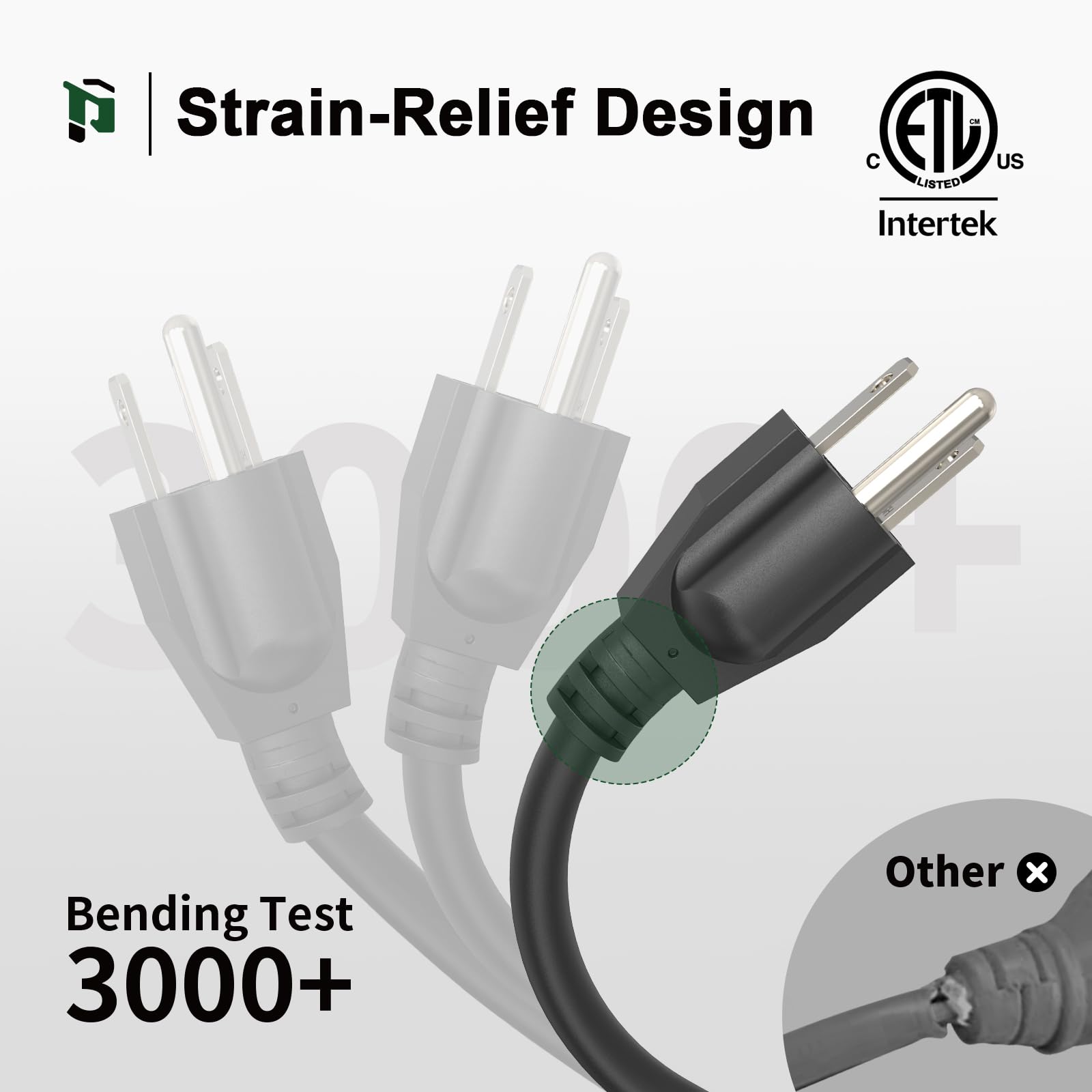 Plugtul 2 Pack Extension Cord 25 Ft, 16/3 Outdoor Extension Cord Waterproof, Heavy Duty 3 Prong Extension Cord Black, 13A 1625W