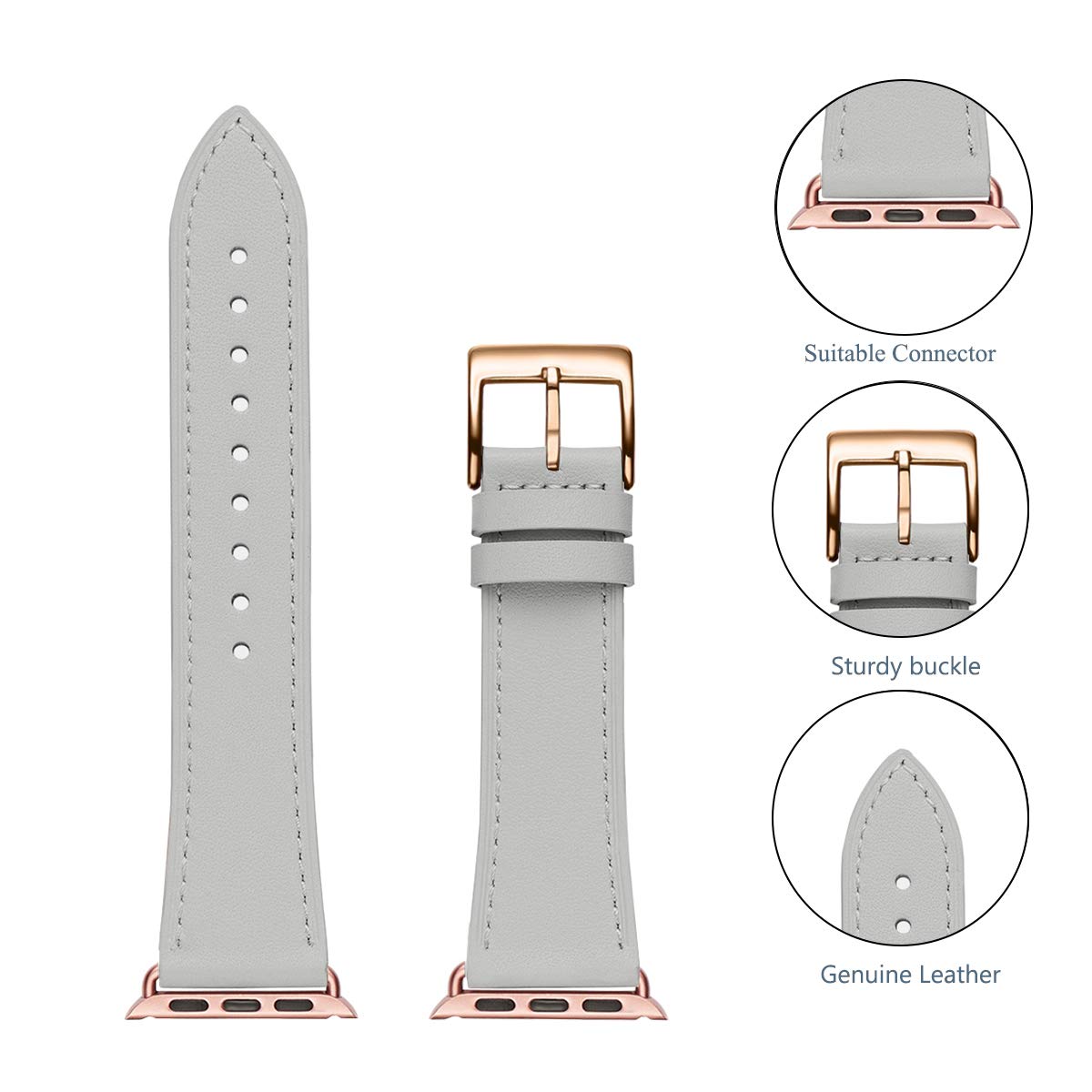 Bestig Leather Bands Compatible With Apple Watch Band 49Mm 46Mm 45Mm 44Mm 42Mm(Series 3 2 1) For Women Men, Genuine Leather Stra