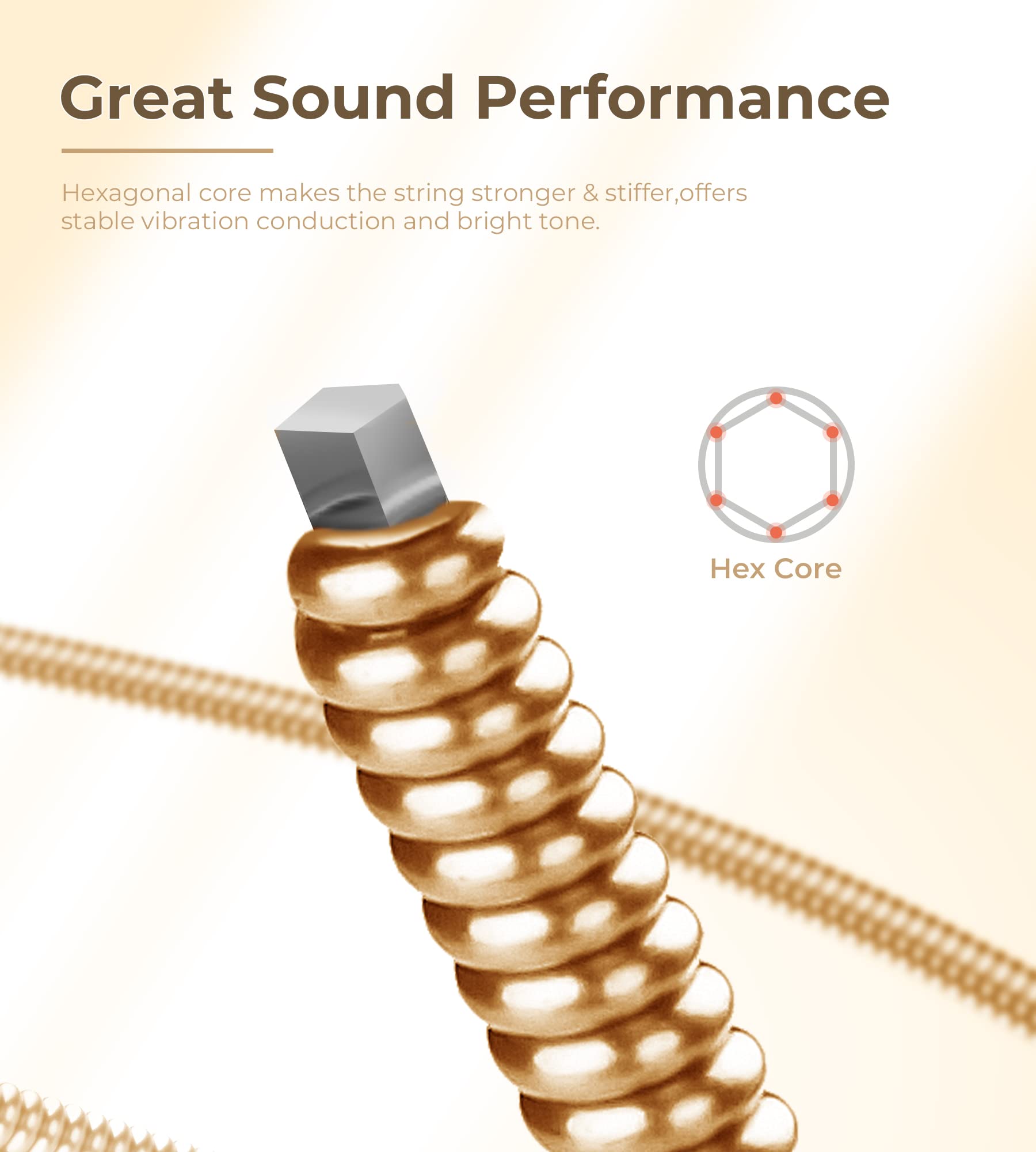 Vangoa Guitar Strings For 12 String Acoustic Guitar, 85/15 Bronze, Vacuum Sealed Packaging Durable Acoustic 12 String Set, Ball