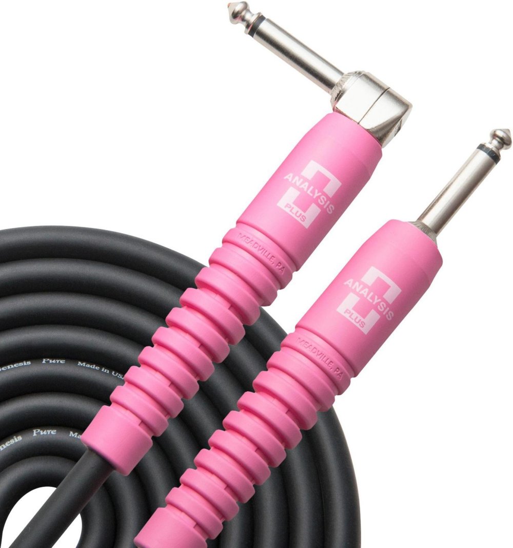 Analysis Plus Standout Pink Genesis Pure Instrument Cable 12Ft Straight To 90