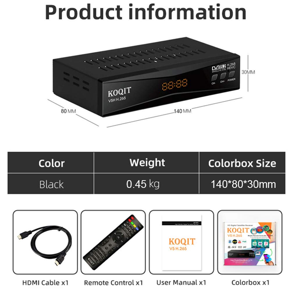 Koqit V5H H.265 Free To Air Fta Satellite Receiver Dvb S2 Satellite Tv Receiver Hevc Dvb S2 Galaxy 19 Receivers Sat Dvb Finder M