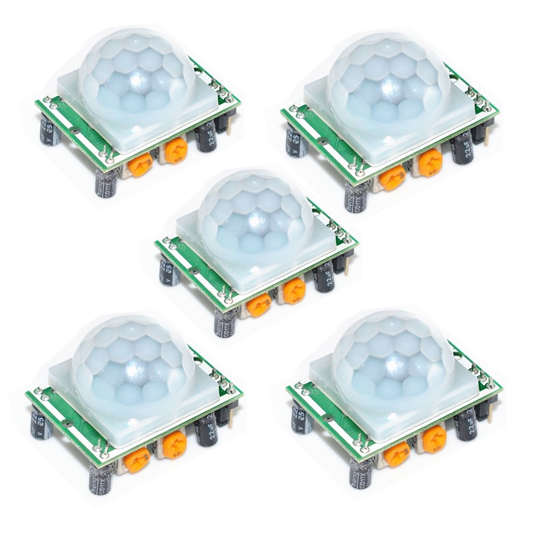Oiyagai 5Pcs Hc Sr501 Human Body Pyroelectricity Infrared Pir Motion Detector Sensor Module
