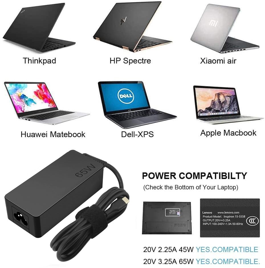 65W 45W Usb-C Charger Adapter For Thinkbook 13S 13X 14 14S 15 16 Plus G2 G3 G4 G4+ Yoga-7I-9I 14 15 2 In 1 Ideapad Flex 5 3 Cb 2