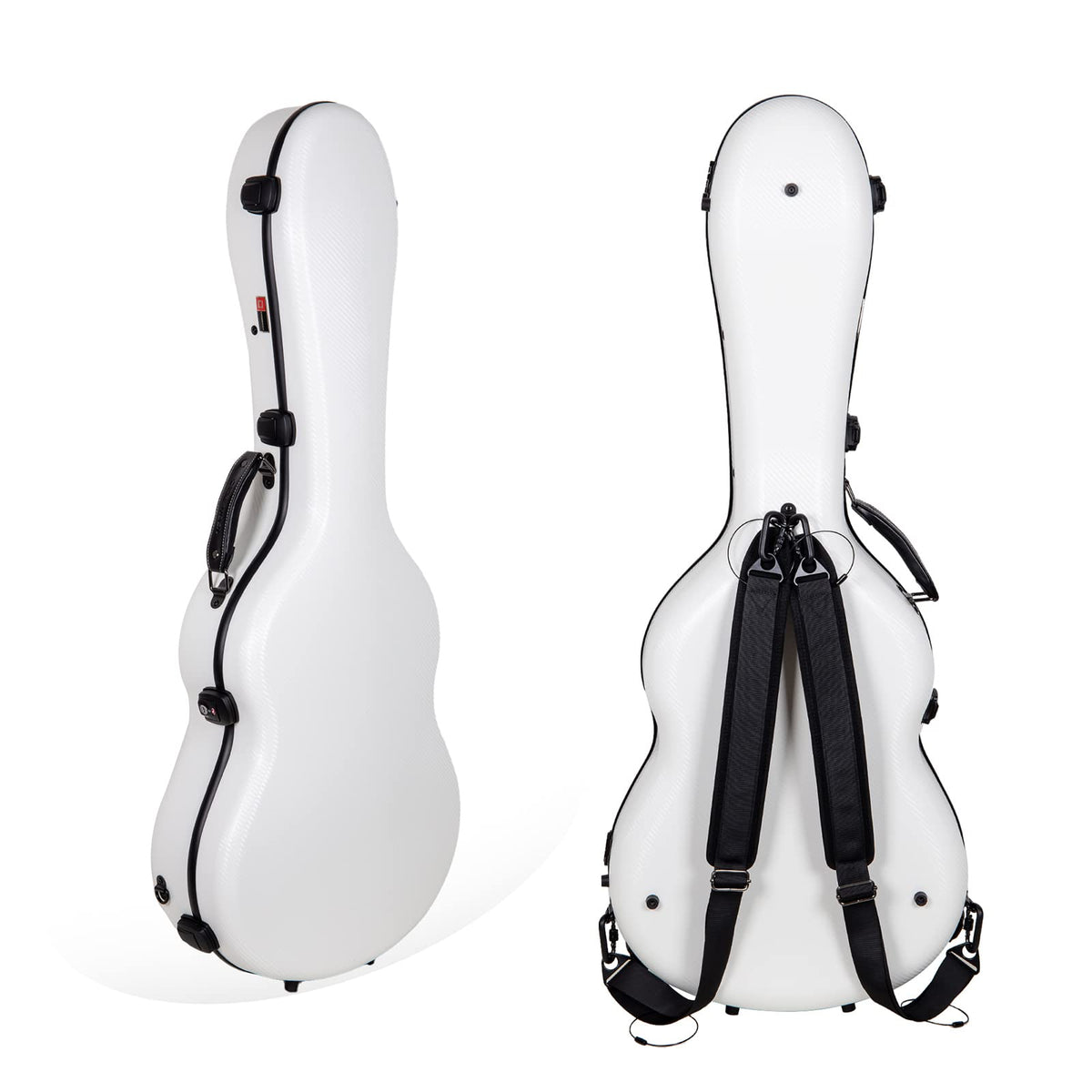 Crossrock Poly Carbon Fits 4/4 Classical Guitars, Anti Scratch Flight Case In White(Crf4020Cwt)