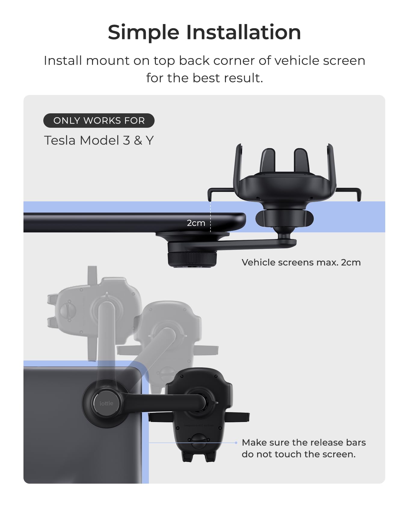 Iottie Easy One Touch Advanced Phone Mount For Tesla Model 3 And Model Y Screens - Universal Cell Phone Holder For Iphone, Googl