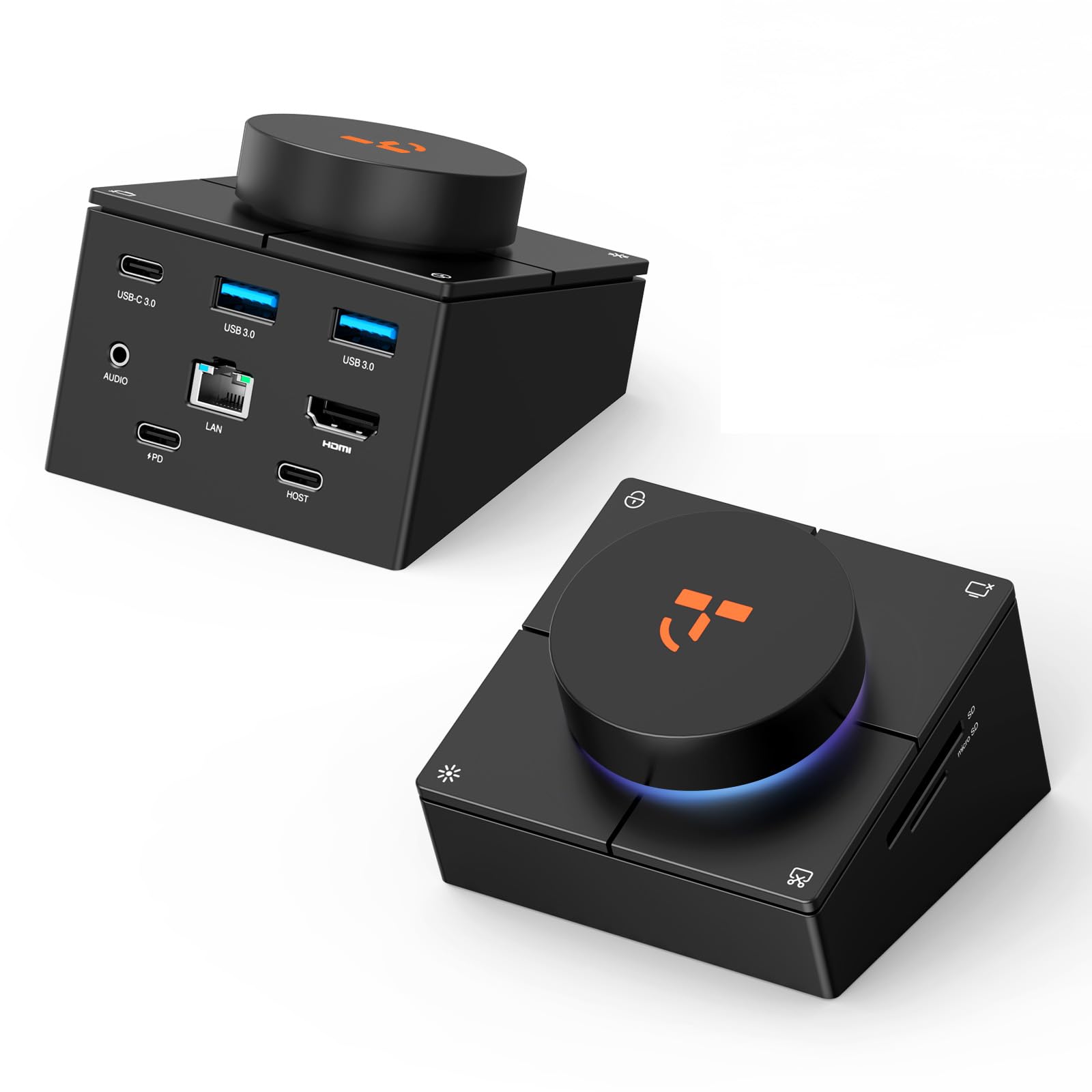 TobenONE 10-in-1 Shortcut-Key Docking Station with 4 Shortcut Button and Volume Knob, USB C Dock with 4K@60Hz HDMI, 100W PD, 3 U