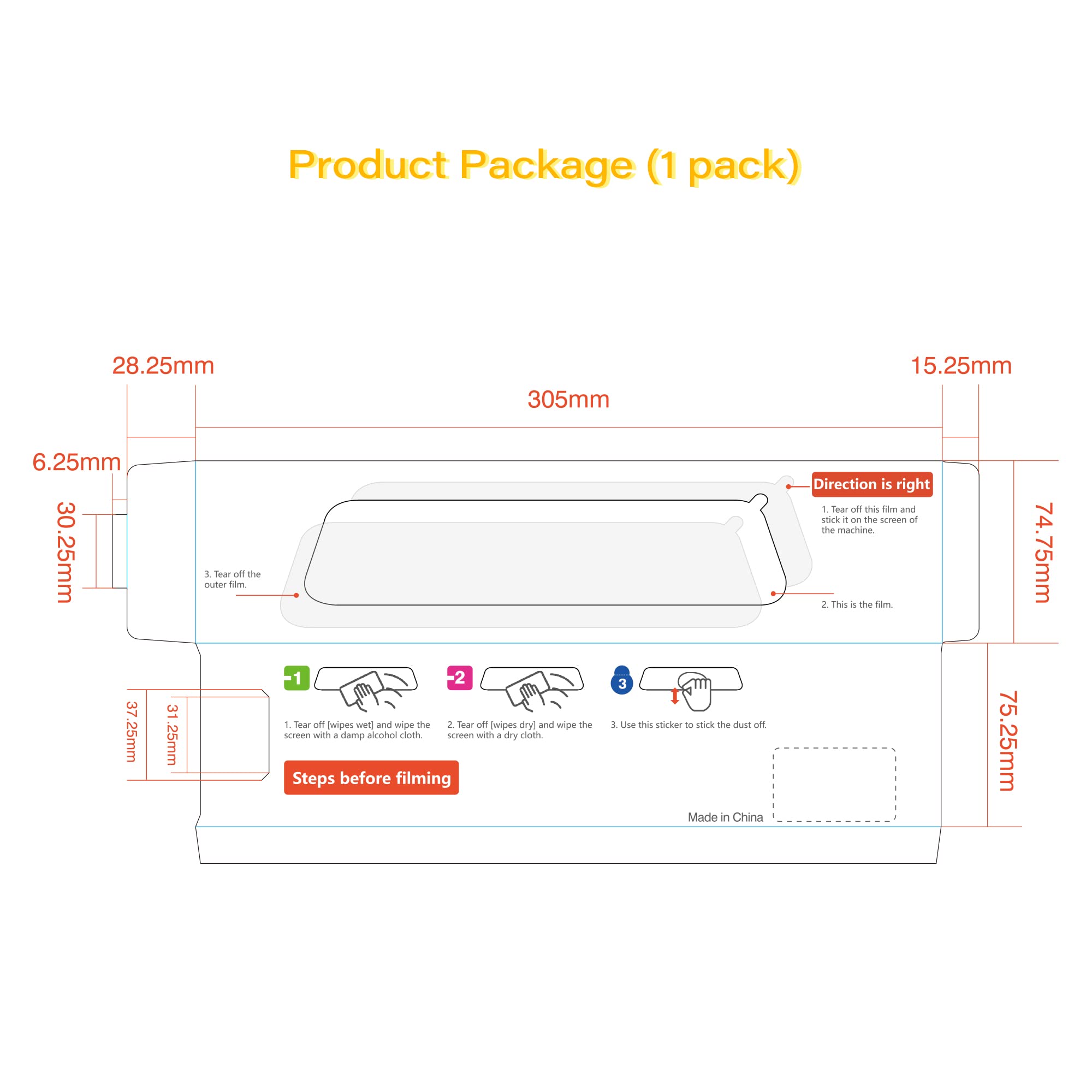 Wolfbox 12Inch Pet Anti Glare Film For Rear View Mirror Camera, Interior Rearview Mirror Anti Glare Membrane Anti Scratch Sticke