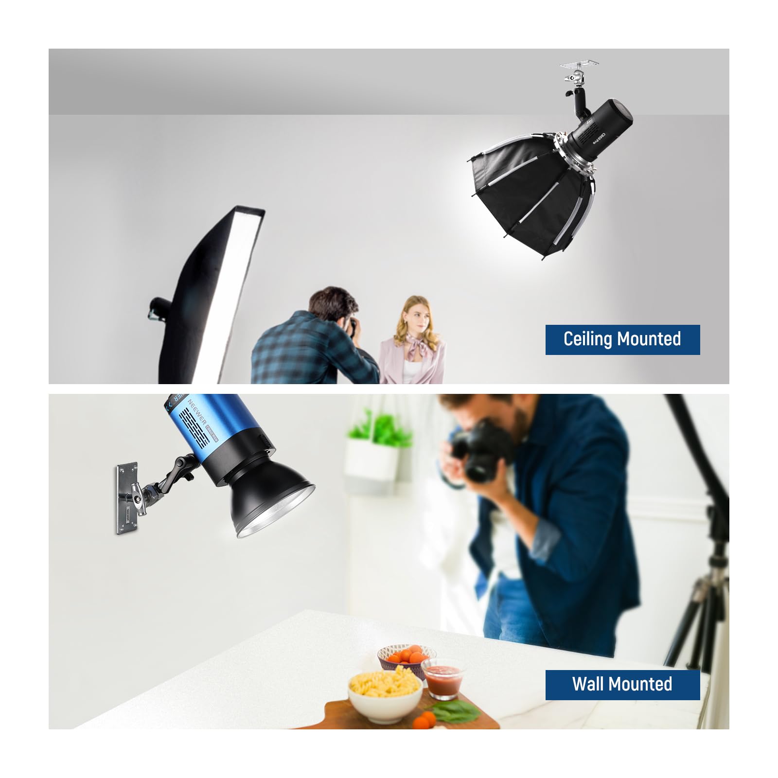 Neewer 6.5 Inch Wall Ceiling Mount Baby Pin 5/8'' Stud With 360 Swivel Ball Head & 10 Screws, Photography Photo Studio Wall Moun