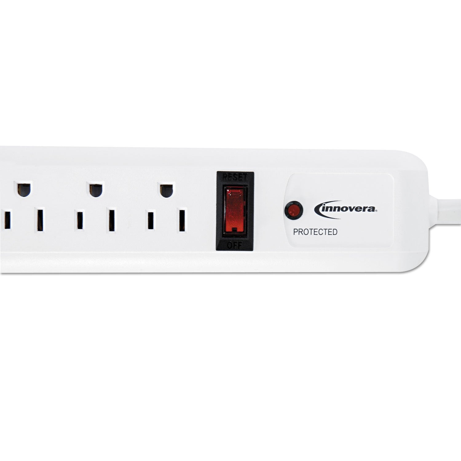 Innovera Surge Protector, 6 Ac Outlets, 4 Ft Cord, 540 J, White