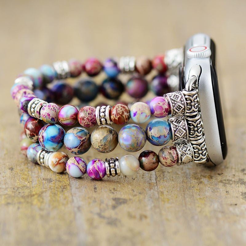 Cape Diablo Smart Watch Band For Women - Handmade Gemstone Strap - Compatible With 38Mm-45Mm Apple Faces (Intense Jasper, Small