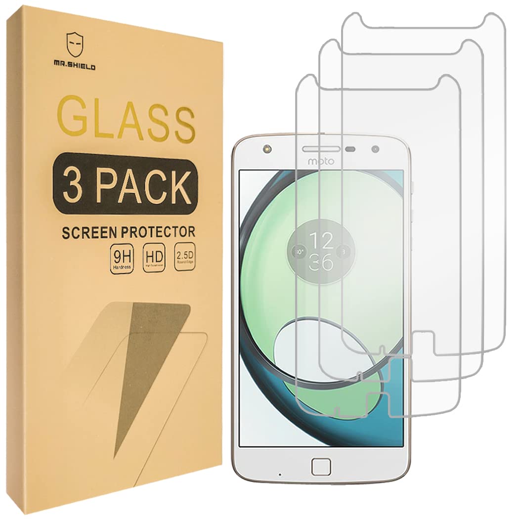Mr.Shield [3 Pack] Designed For Motorola Moto Z Play [Tempered Glass] Screen Protector With Lifetime Replacement