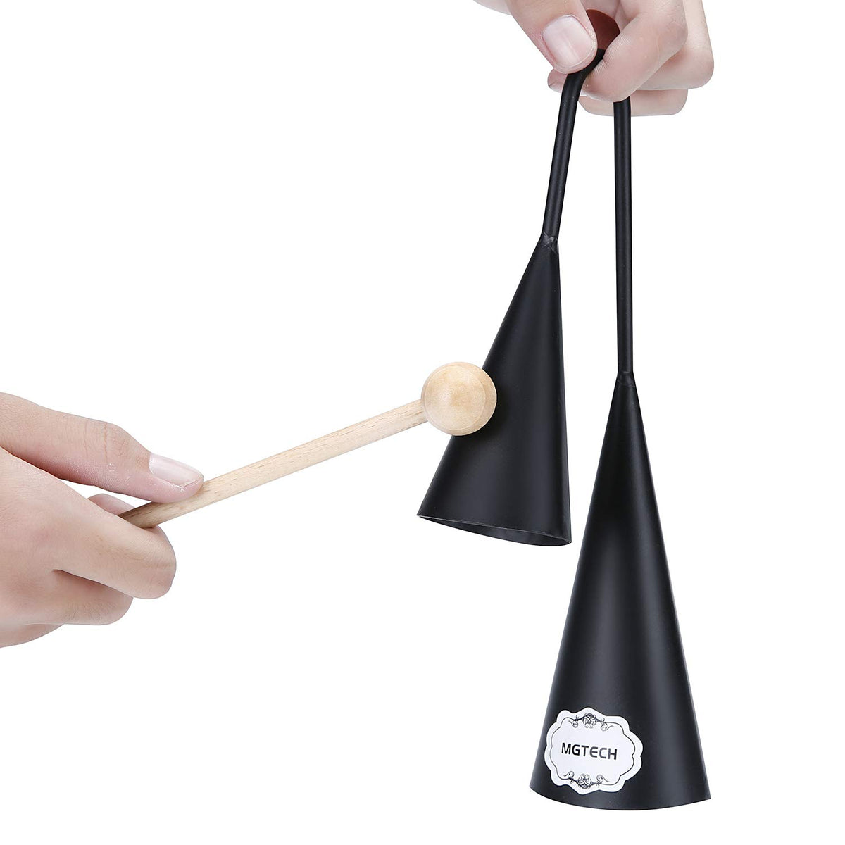 Agogo Bell, Two Tone, Traditional Latin Percussion Instrument with Wooden Stick