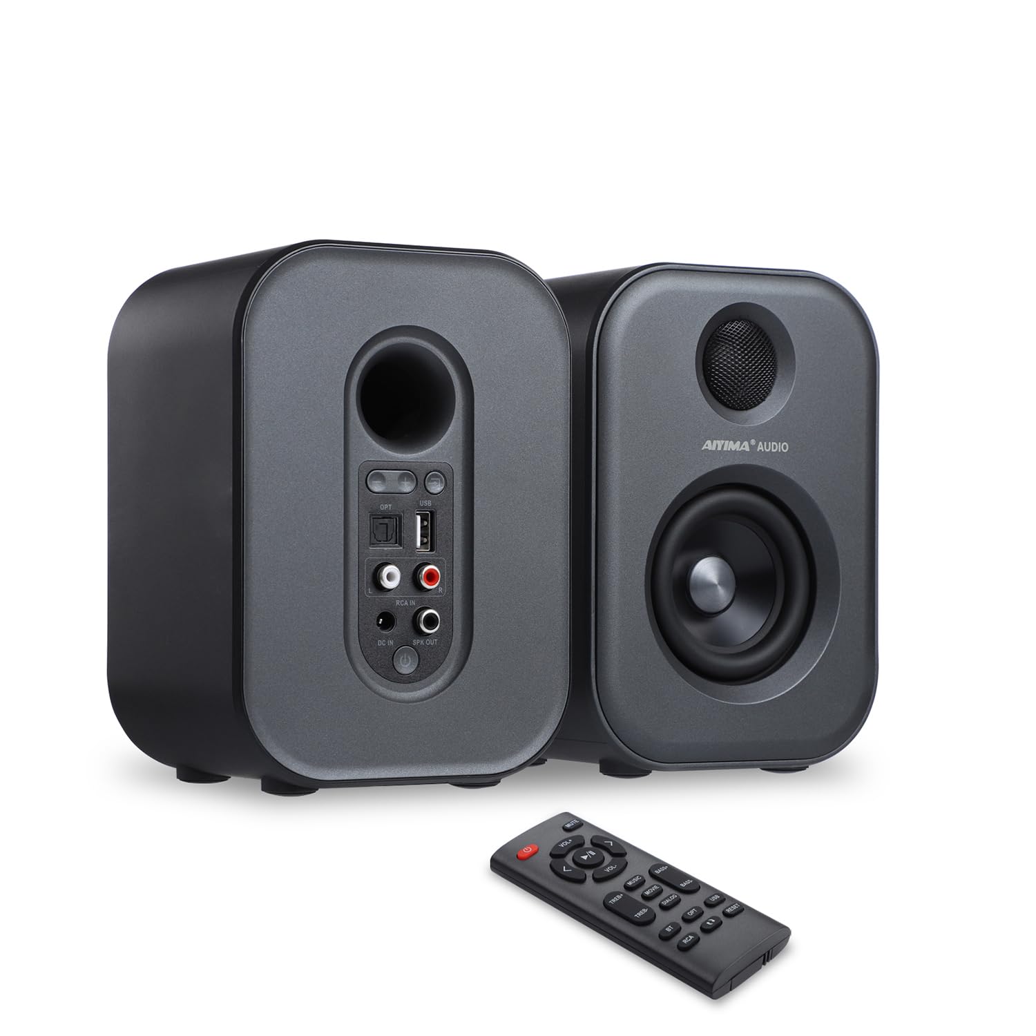 Aiyima S400 80 Watt 2.0 Channel Home Audio Active Bookshelf Speakers With Bluetooth/Optical/Rca/Usb Input For Tv,With Woofer, Ho