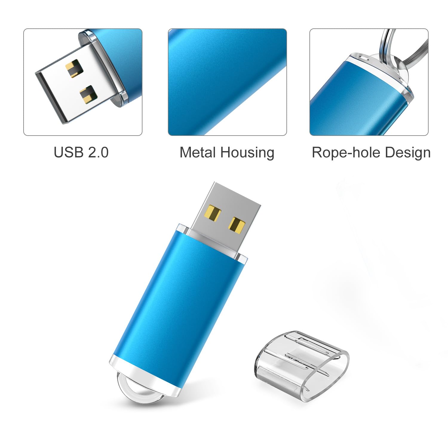 Raoyi 100 Pack 1Gb 1G Usb Flash Drive Usb 2.0 Memory Stick Bulk Thumb Drive Pen Drive Jump Drive Blue