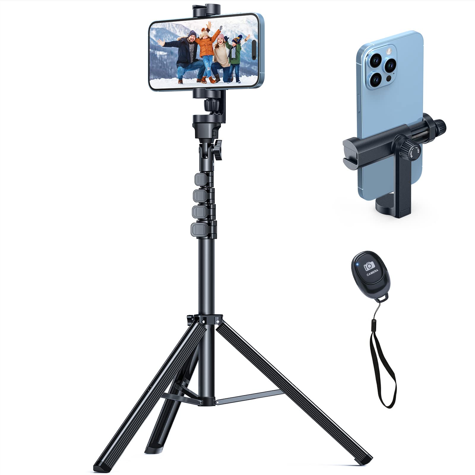 Nexboom Iphone Tripod Stand  67' [360� Rotation Mount & Heavy Duty] Cell Phone Tripod Stand With Remote, Iphone Tripod Compatible With Iphone 15 14 13 12 Pro Max Xs Plus,Samsung S22 /Camera/Gopro
