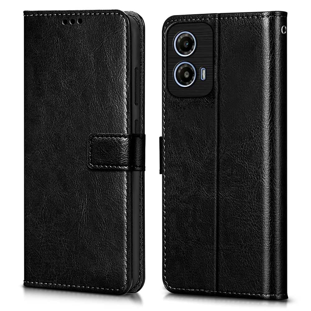 Wow Imagine Shock Proof Flip Cover Back Case Cover For Motorola Moto G24 Power 5G (Flexible | Leather Finish | Card Pockets Wall