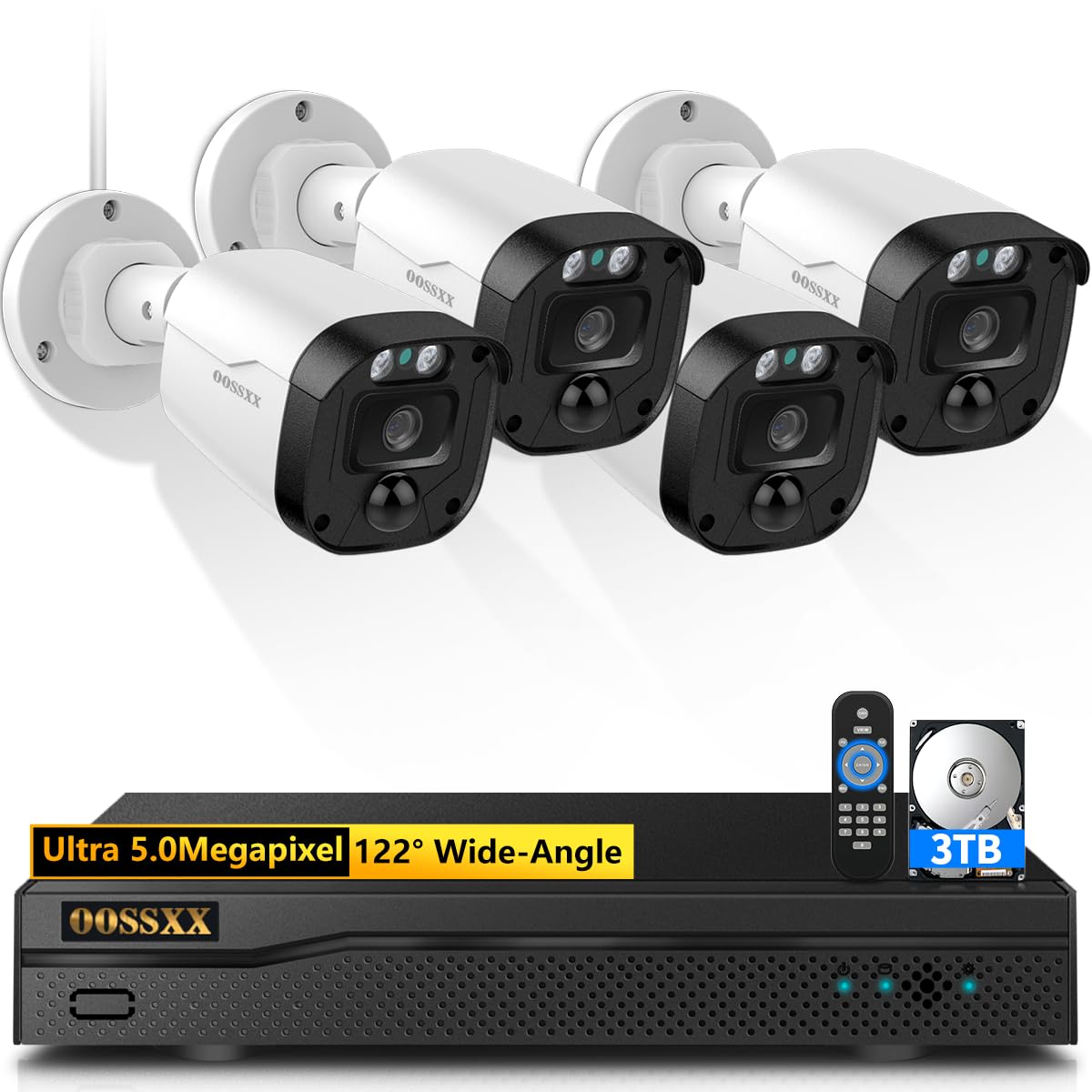 Oossxx Full Hd 5Mp Definition Wired Security Camera System Outdoor Home Video Surveillance Cameras Cctv Camera Security System Outside Surveillance Video Indoor