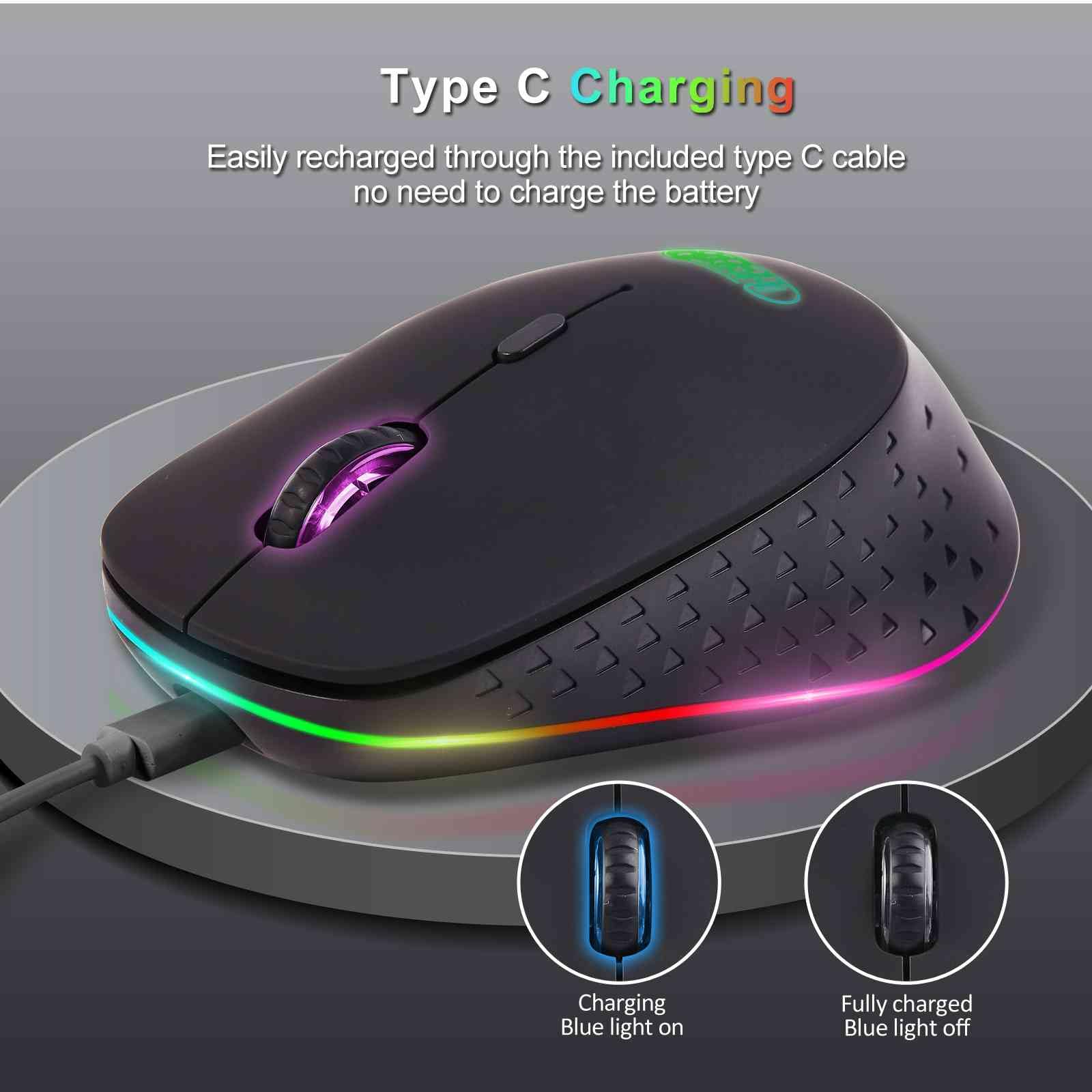 Urbanx Dual Mode Wireless Mouse   Bluetooth & 2.4Ghz Connectivity   Rechargeable, Energy Efficient Design For Asus Tuf Gaming Laptop, Pc, Mac, I Pad   Black