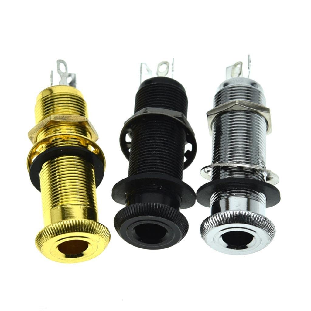 Kaish 6.35Mm Brass Mono Guitar Bass Barrel Jack Socket Cylinder Input Output Jack With 3 Pins Gold