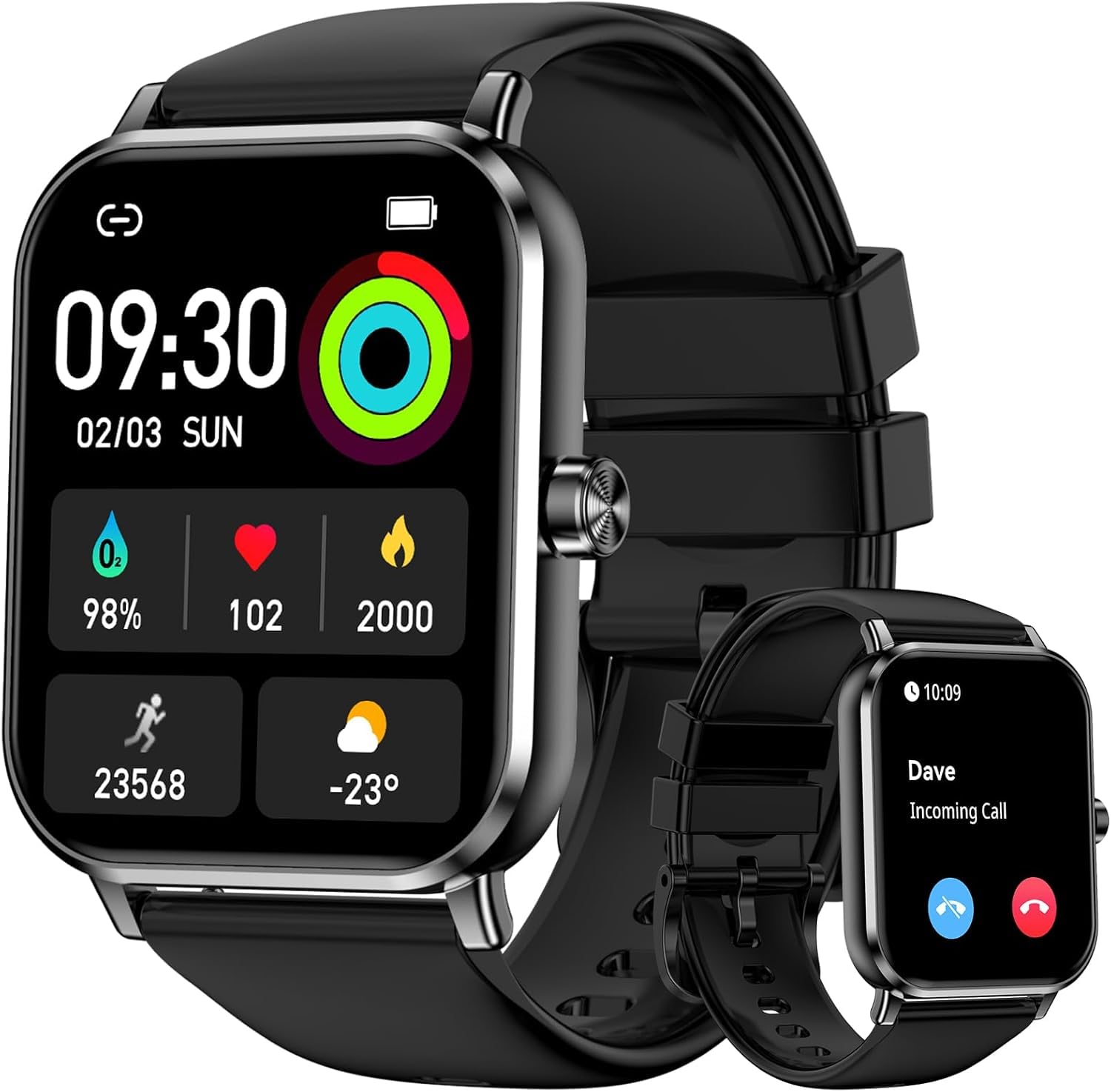 Smart Watch for Men Women, 1.83 HD Touchscreen Fitness Tracker, Smartwatch with Bluetooth Calling, 130+ Sports Modes, Heart Rat