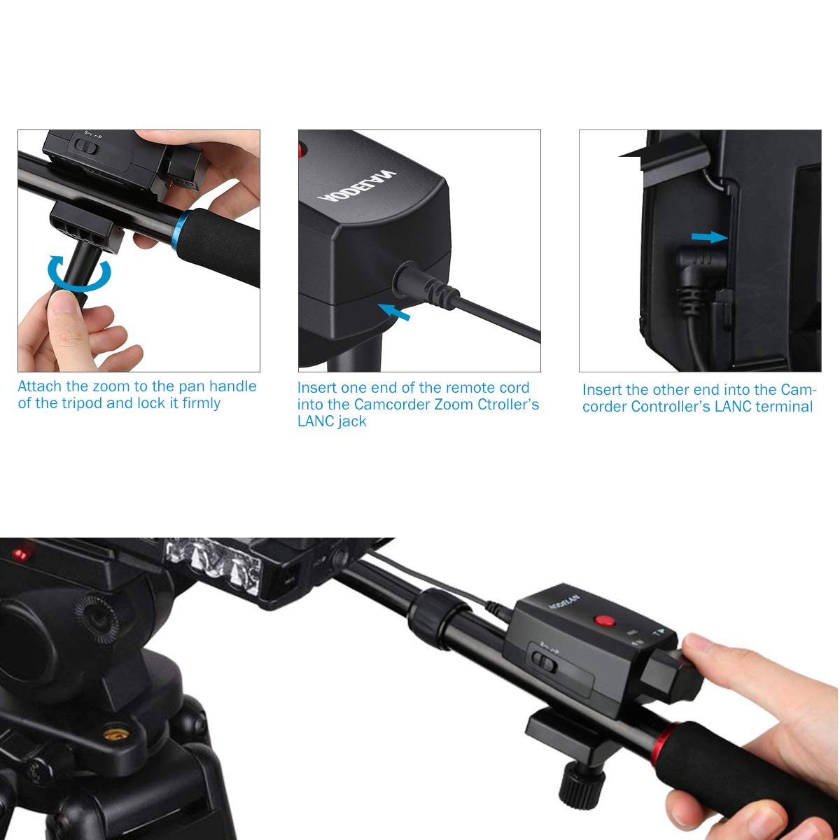 Aodelan Zoom Control Remote Controller For Camcorder Lanc Terminal Tripod Record Zoom Video For Sony Nx5C, 190P, 150P, 198P, Vx2