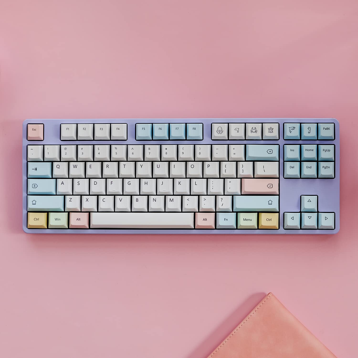 Cuxiu Chalk Pbt Keycaps 136 Keys Dye Sub Keycap Set For Cherry Mx Switches Mechanical Keyboard Gh60 Xd64 Xd84 Xd96 87 104 (Engli