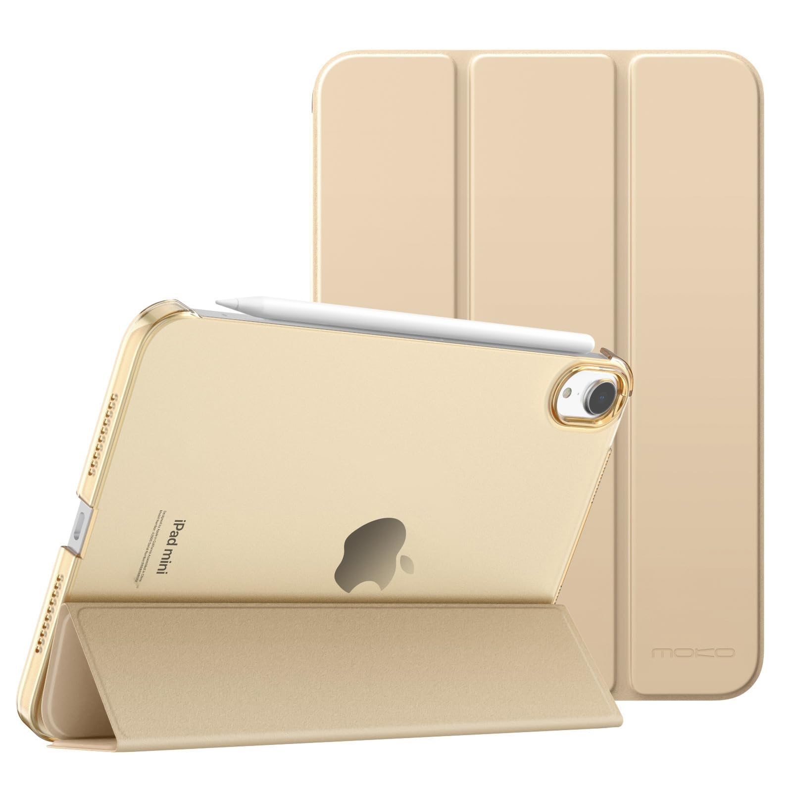 MoKo for iPad Mini 7 (A17 Pro) Case 2024,iPad Mini 6 Case 2021,8.3 inch iPad Mini 7th/6th Generation Case,Slim Lightweight Hard Back Shell Stand Cover for iPad Mini 2024 with Touch ID, Clay