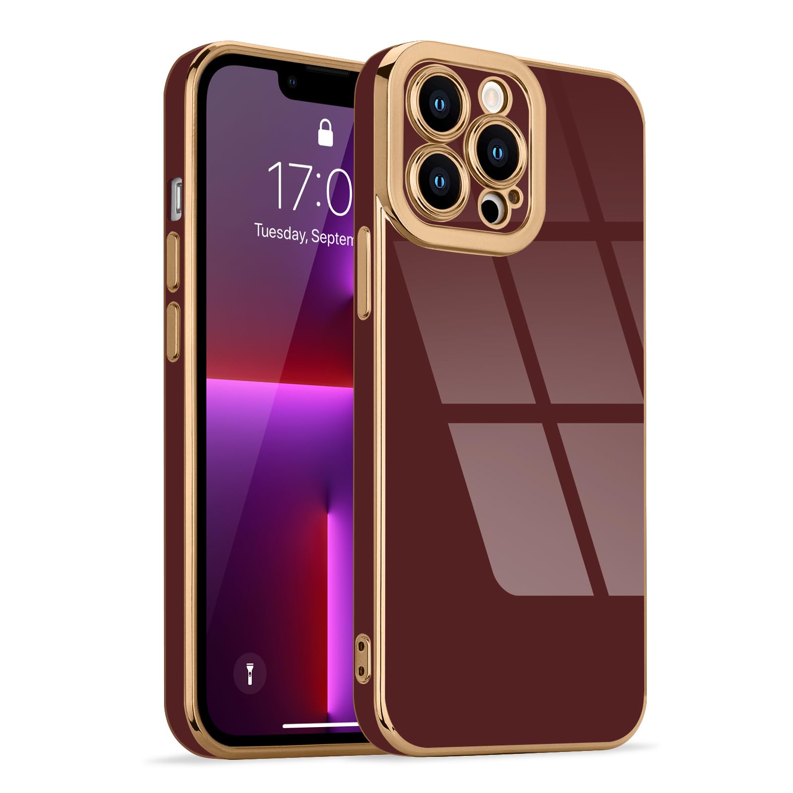 Lafunda Designed For Iphone 13 Pro Max Case Cute, Luxury Plating Case For Women Girls Gold Edge Tpu Bumper Cover With Camera Pro