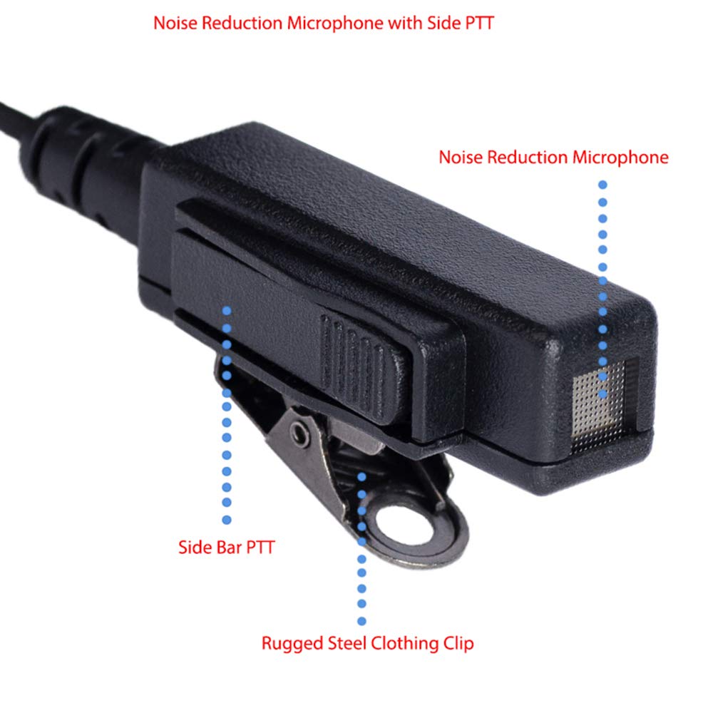 Klykon 2 Wire Surveillance Security Acoustic Tube Eeapiece Headset With Ptt Mic For Motorola Xpr3300E Xpr3500 Xpr3500E Xpr3000 X