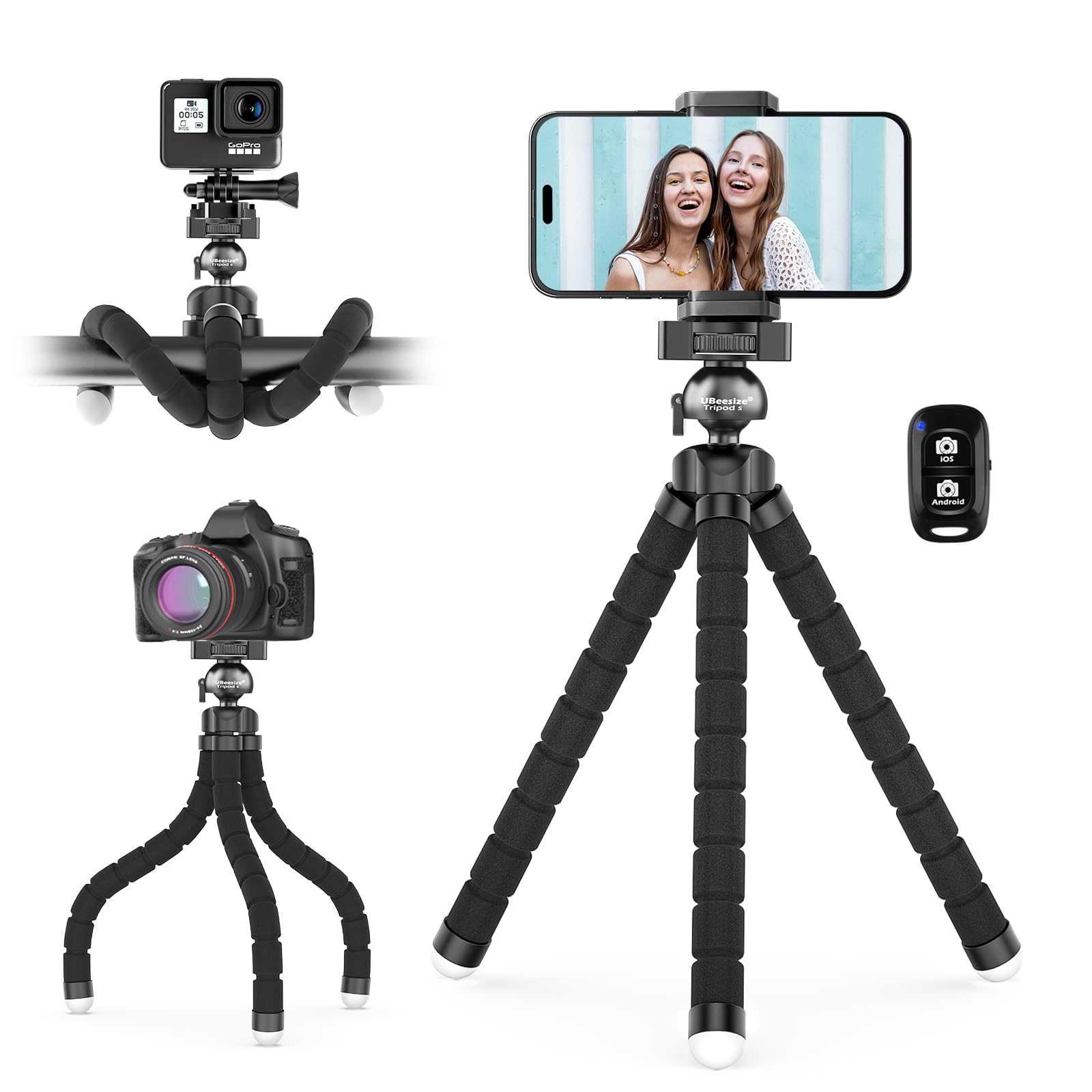 Ubeesize Flexible Tripod For Iphone And Samsung With Remote And Phone Holder, Ideal For Video Recording, Vlogging, And Selfies,