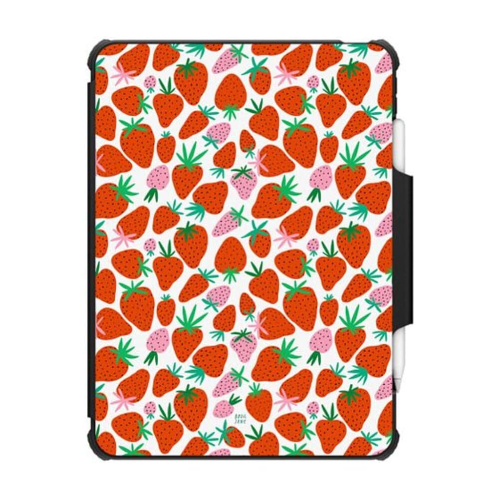 Casetify Impact Folio Case For Ipad Air 10.9'' (4Th/5Th Gen)   Strawberries By Bodil Jane   Clear Black