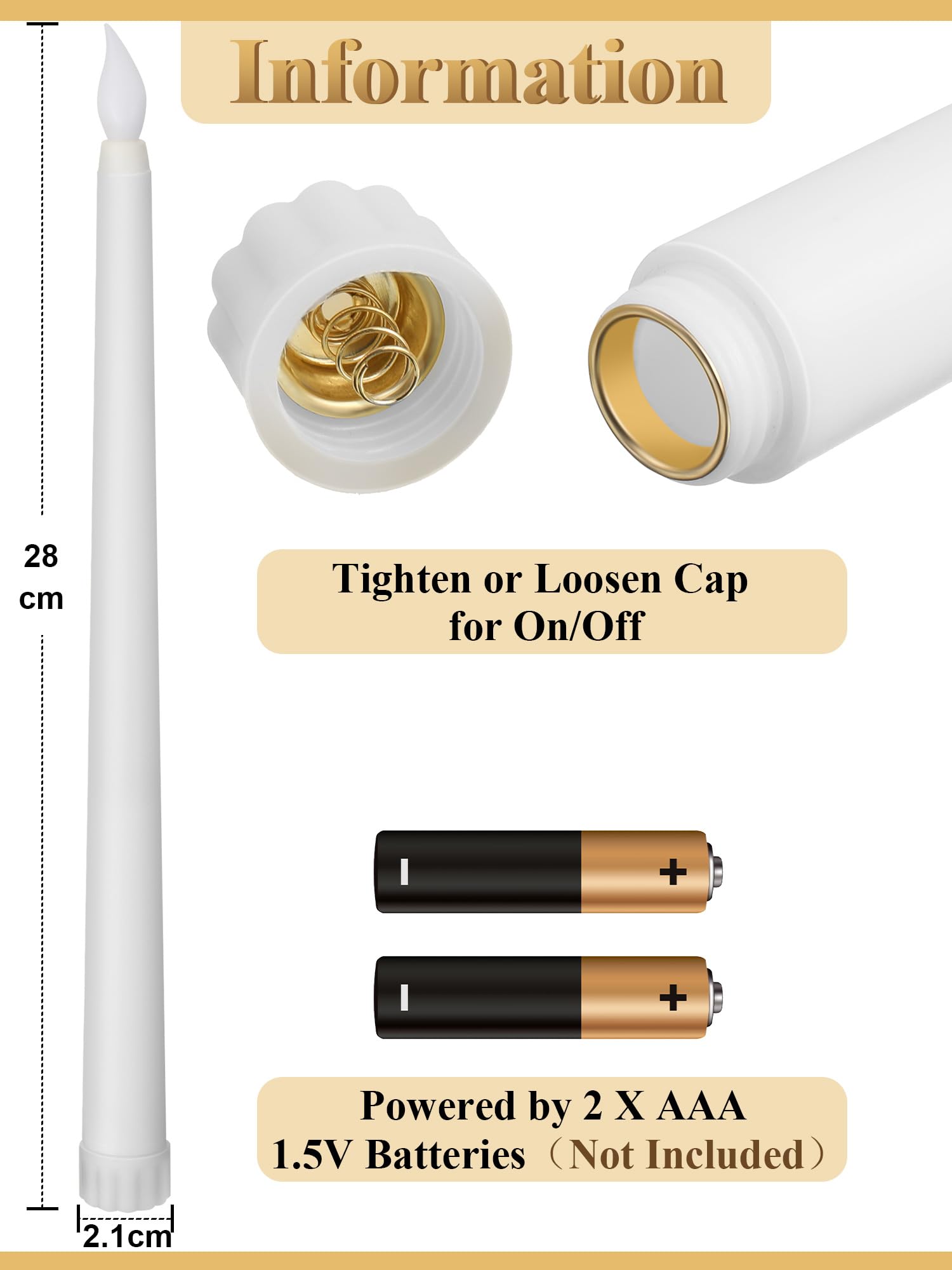 Funtery 48 Pcs Flameless Led Taper Candles 11 Inch Battery Operated Flickering Candles Bulk For Christmas Church Wedding Party(W