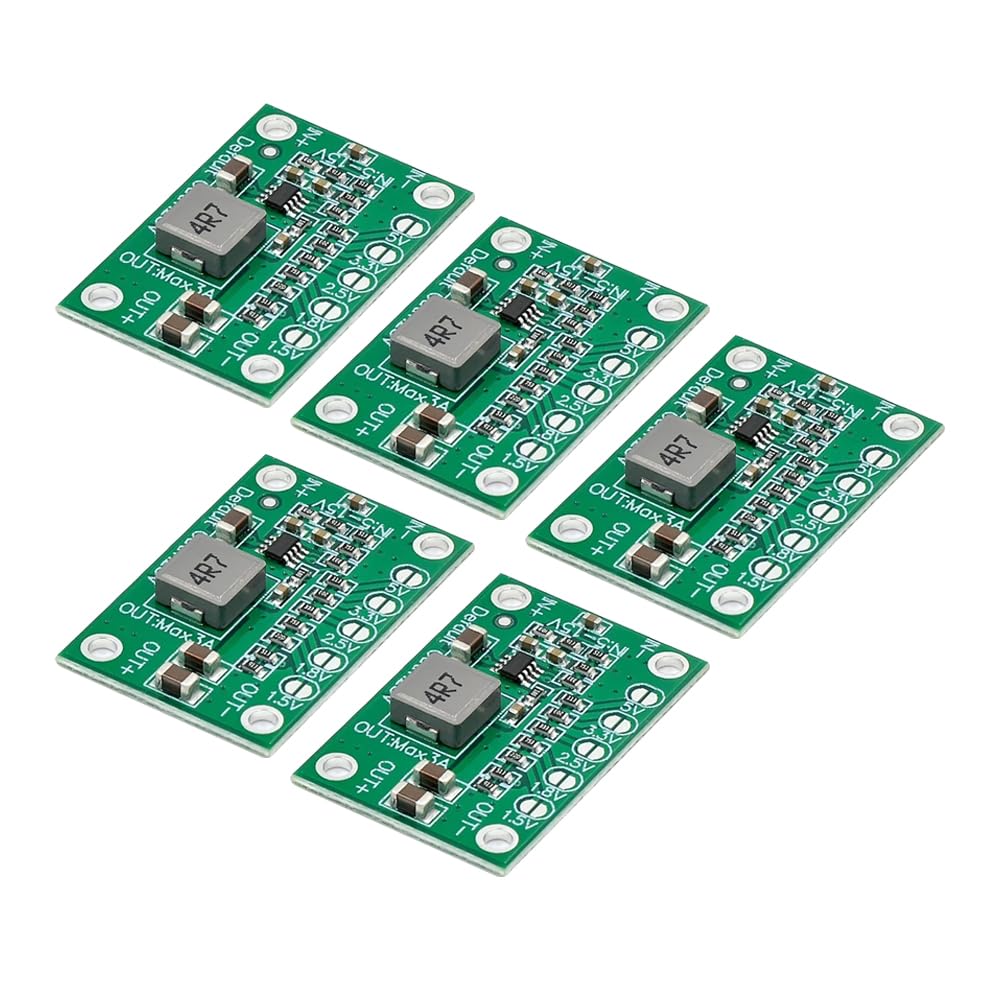 Koobook 5Pcs Dc Dc Step Down Power Module 5 16V To 1.25V/1.5V/1.8V/2.5V/3.3V/5V 3A Adjustable Buck Voltage Converter Board