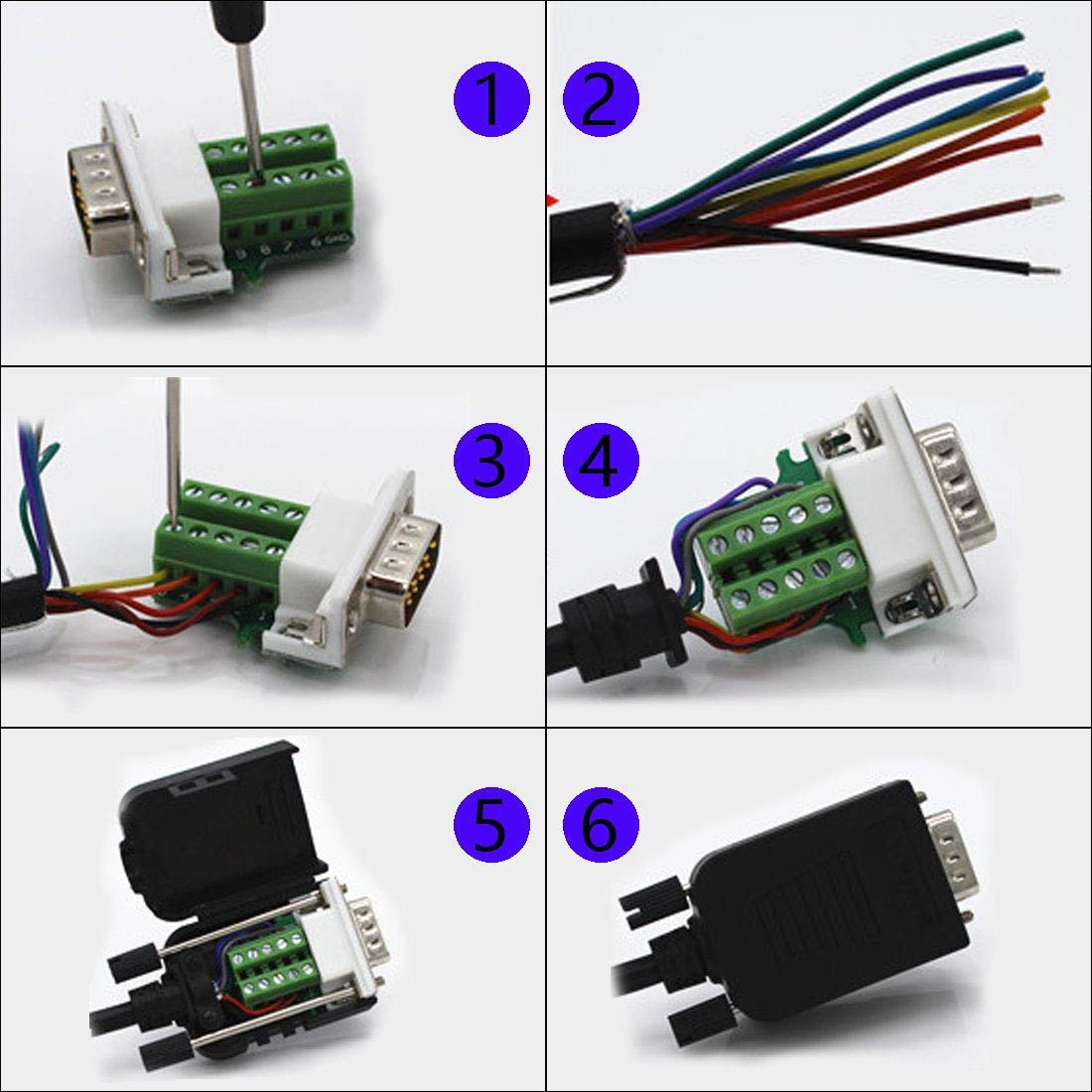 Yiovvom Connector Db9 Rs232 D-Sub Serial Adapters (2 Pcs Female Adapter)